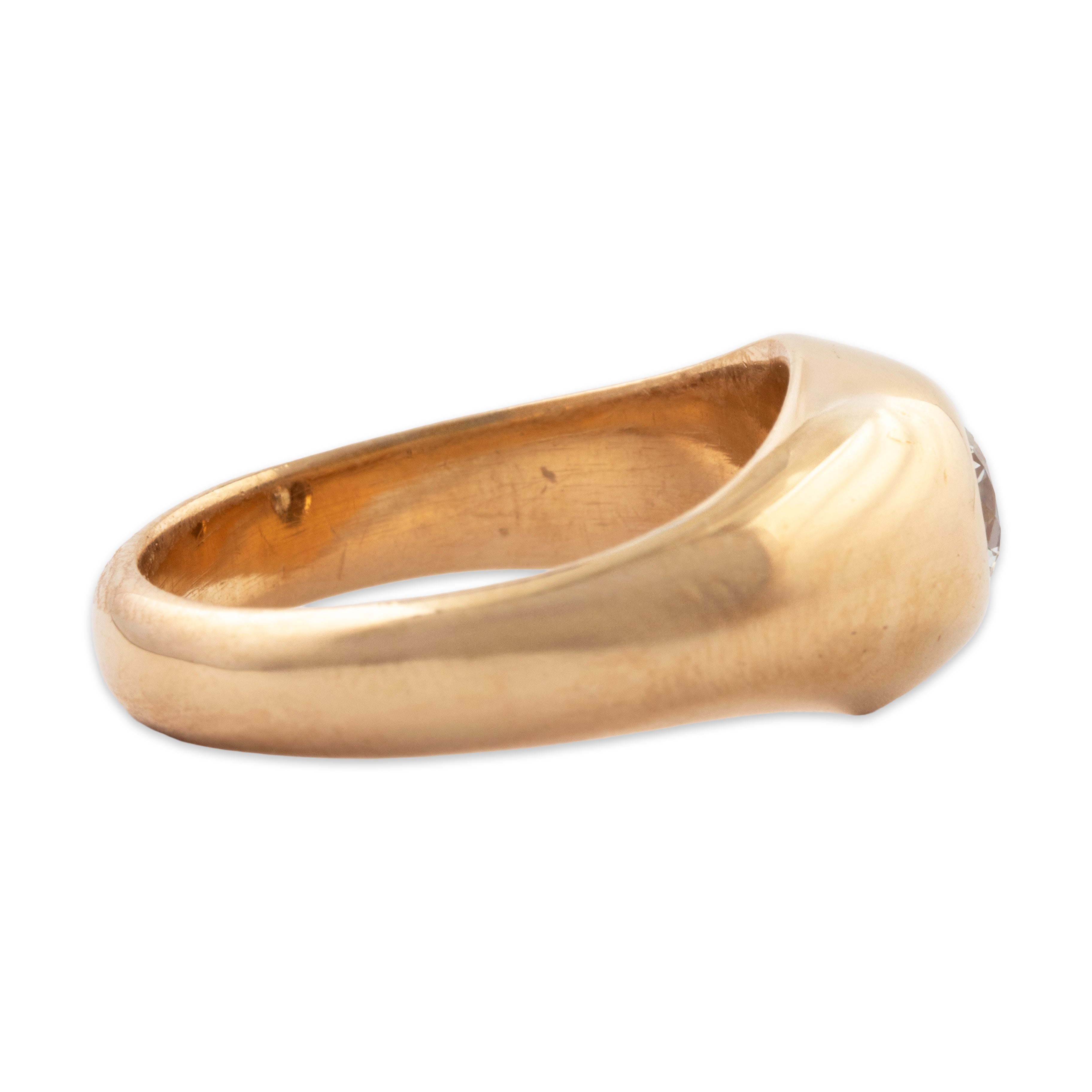 Antique Heavy 14k Yellow Gold .6ct European-Cut Diamond Flush-Set Ring 8.00、mySite、hinf8tx79