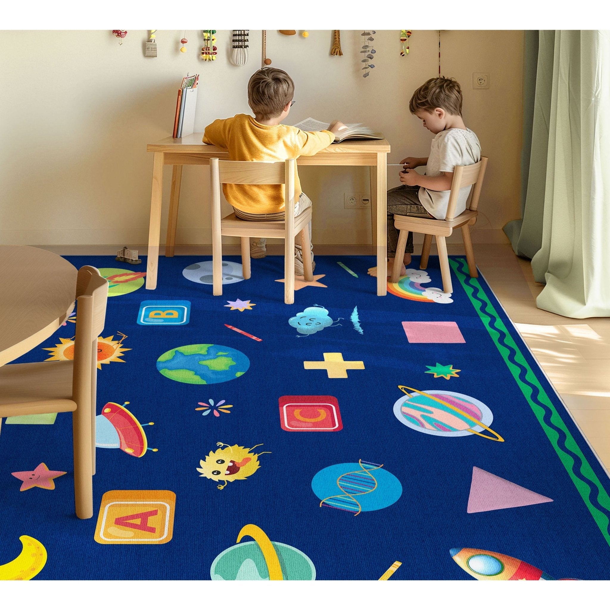 Crayola Modern Cosmic Adventure Space Theme 5' x 7' Blue Area Rug By Well Woven、mySite、gigharbornorthrealestate