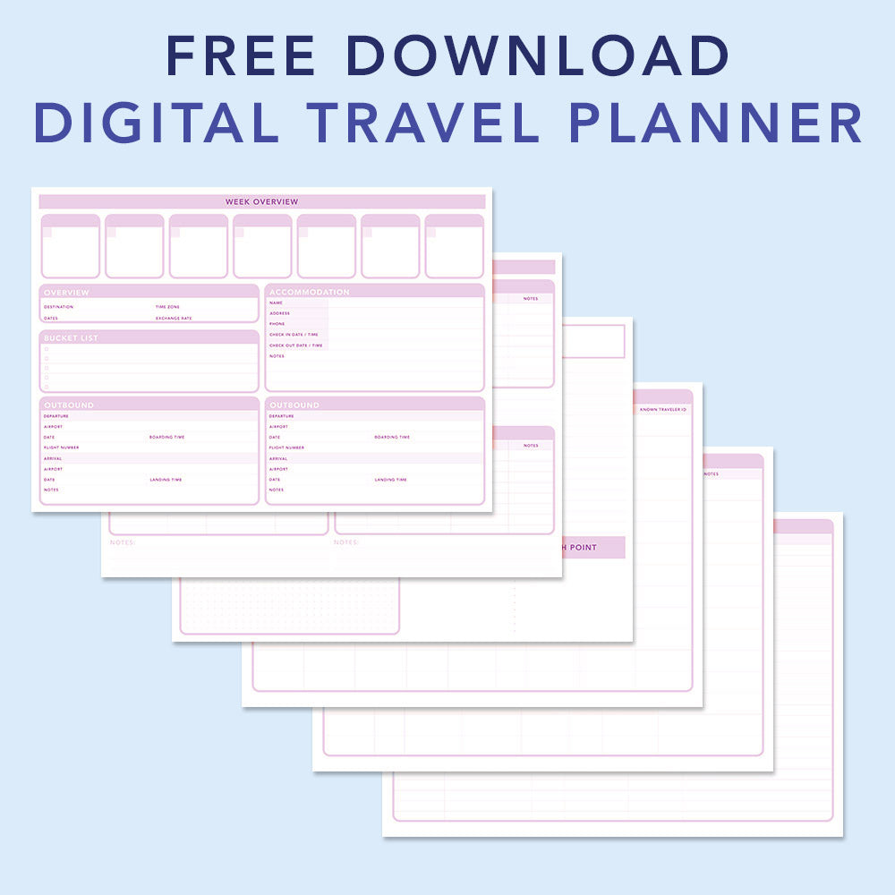 FREE Travel Planner Printable Template、mySite、garagedoors4me