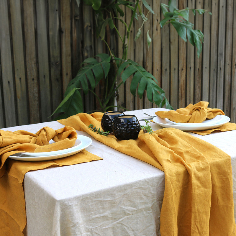 Pure Linen Table Napkins | Set of 6 | Golden Yellow、mySite、camillekostekn