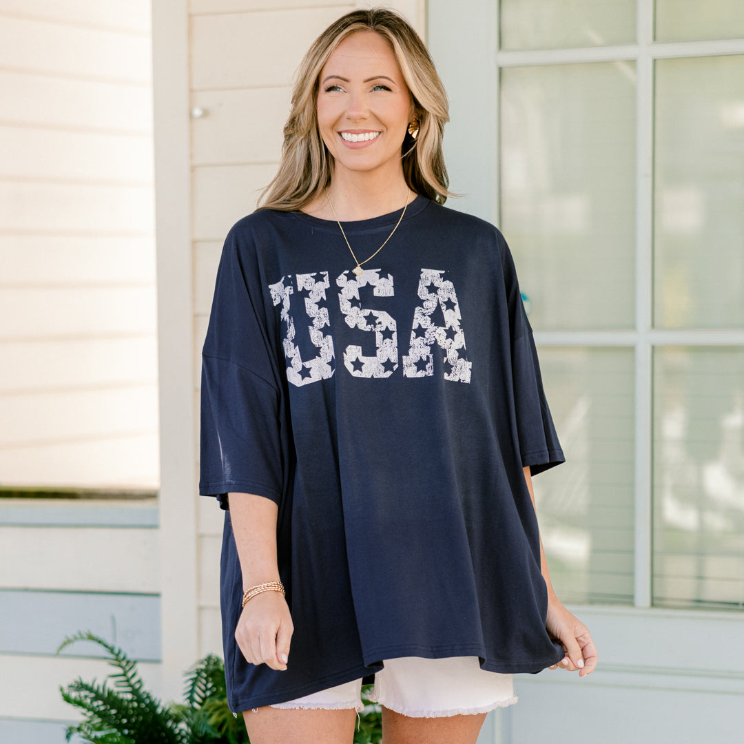  Vintage USA Boyfriend Tee, Midnight Navy、mySite、justintrudeaud