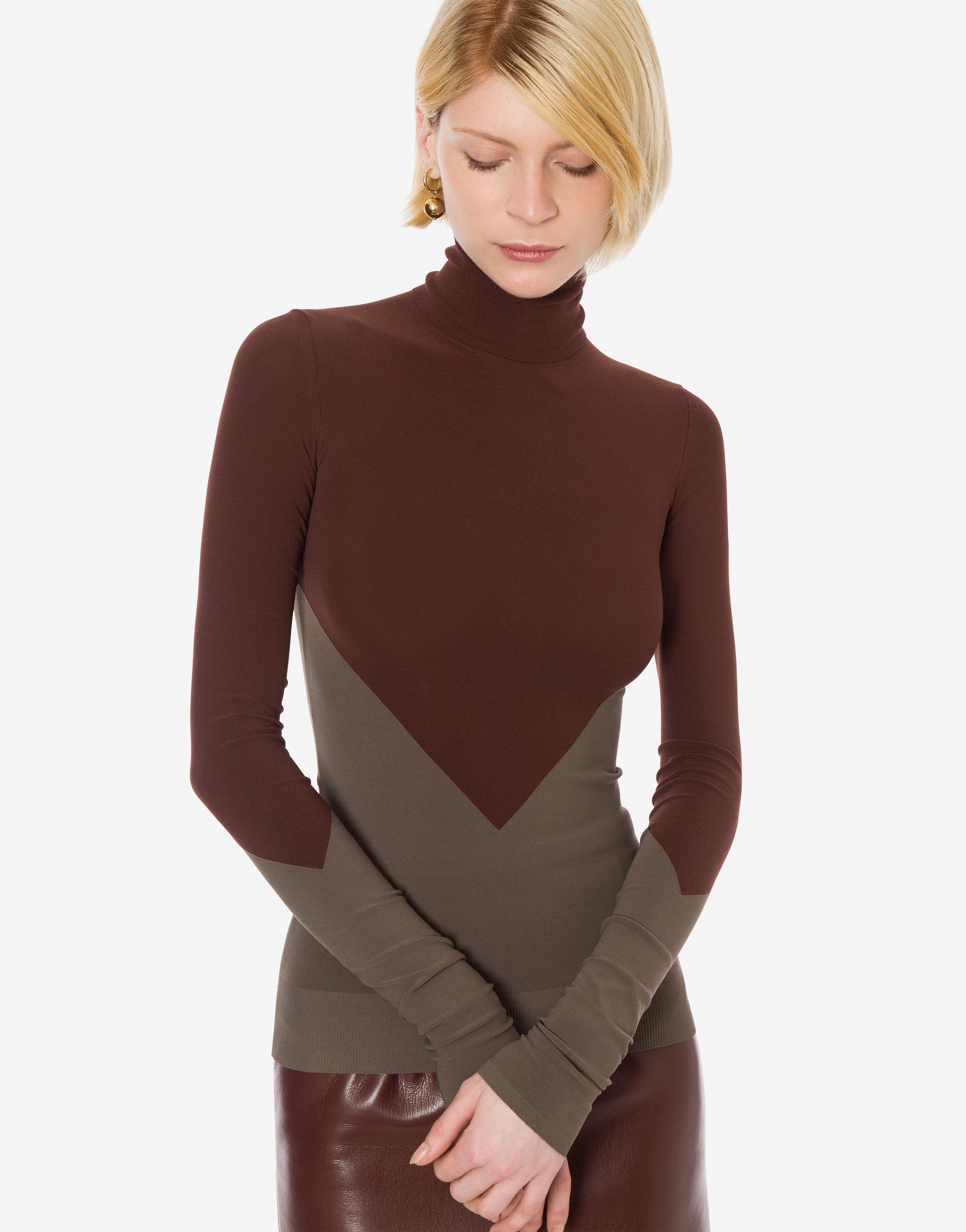 Maglia a collo alto in tessuto stretch、mySite、aoinhome