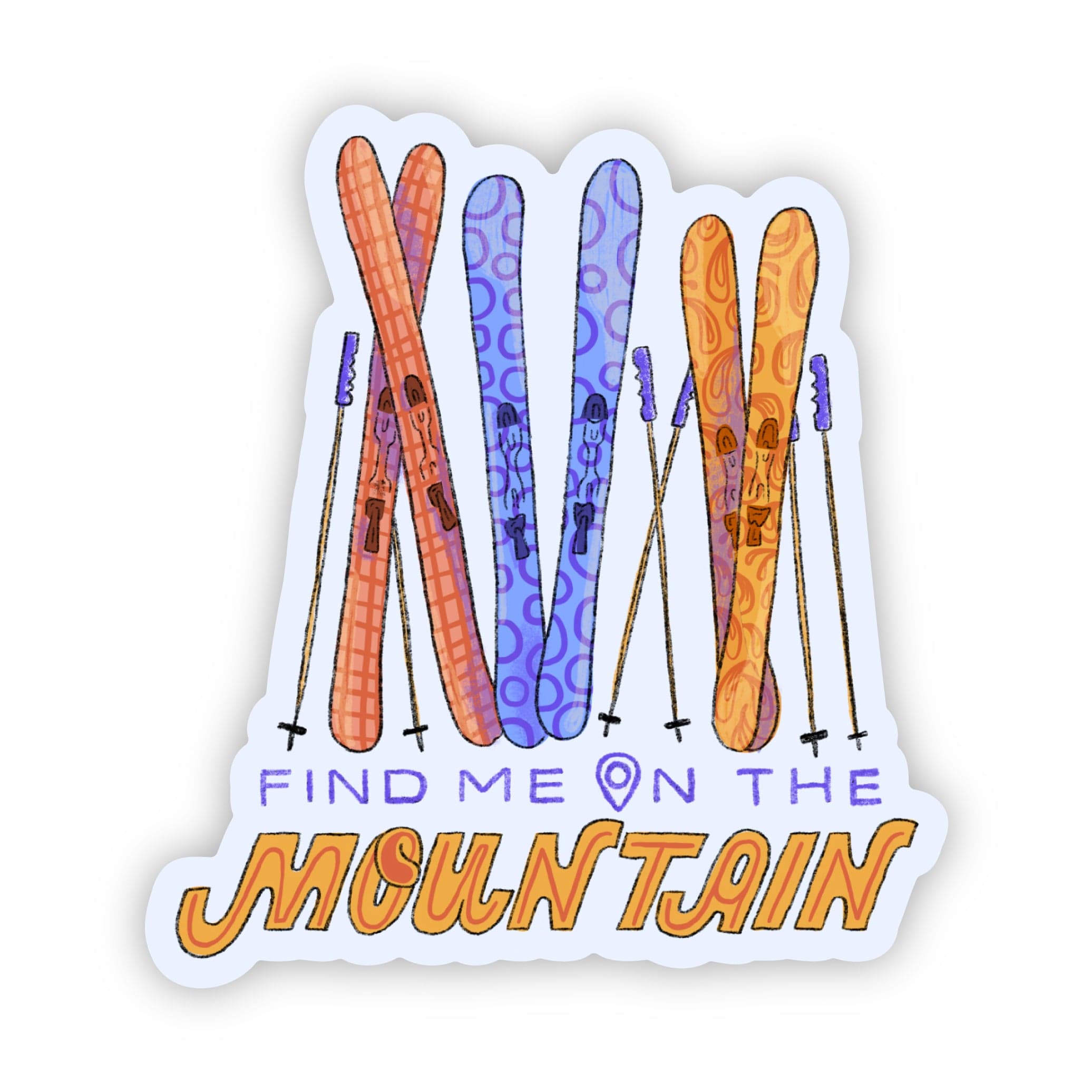  Find me on th emountain Skiing Sticker、mySite、ghnorth