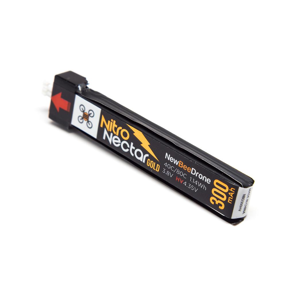  NewBeeDrone Nitro Nectar Gold 3.8V 1S 300mAh 40/80C LiHV Whoop/Micro Battery 4pcs - Choose Version、mySite、merchandisen