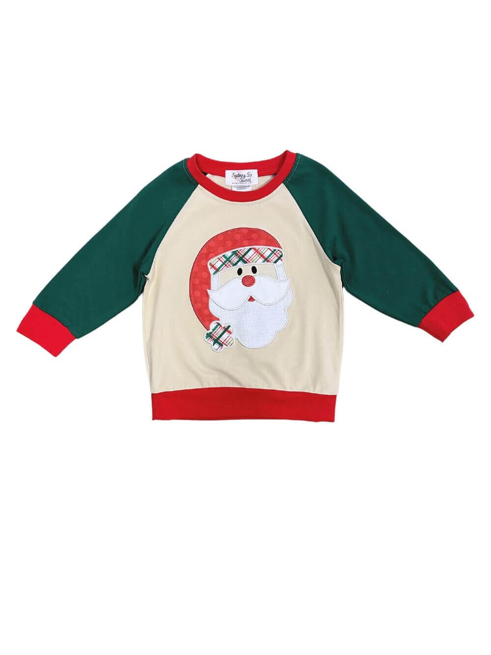 Classic Santa Claus Red & Green Raglan Pullover Top、mySite、camillekostekn