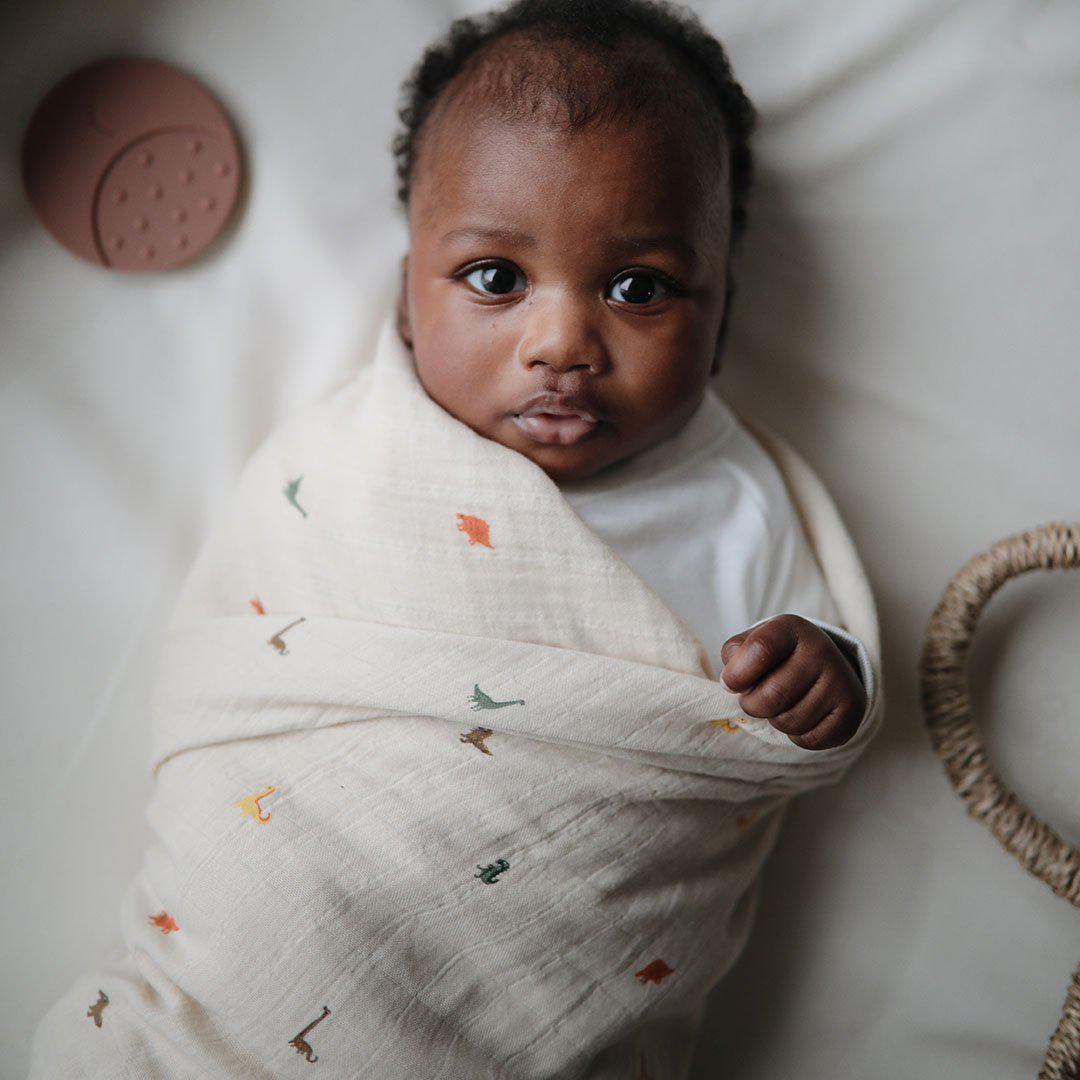  Mushie Organic Muslin Swaddle - Dinosaurs、mySite、merchandisen