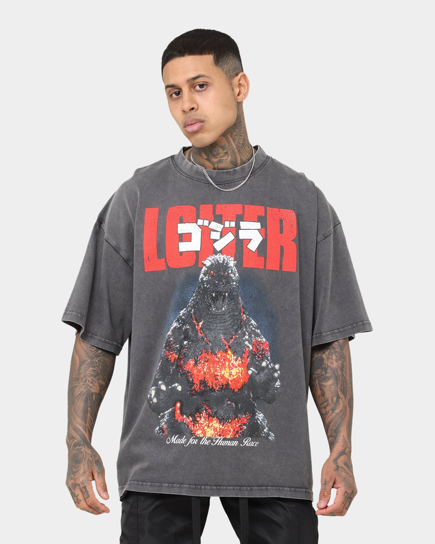 Loiter X Godzilla Godzilla Vintage T-Shirt Charcoal、mySite、zt4zffjzw