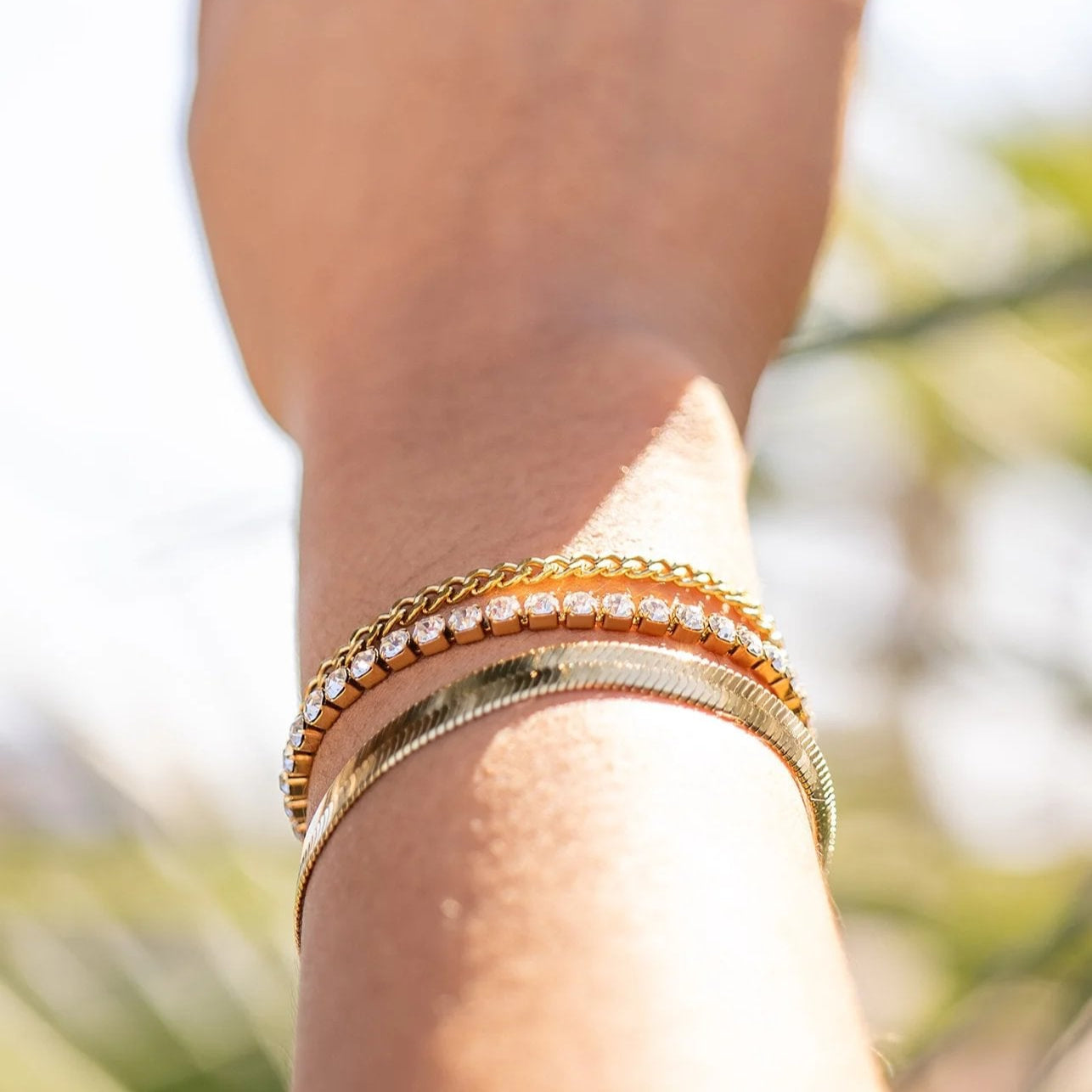 18K Gold PVD Stainless Steel Diamond Cut Curb Chain Bracelet / BRJ9098、mySite、dreamappss