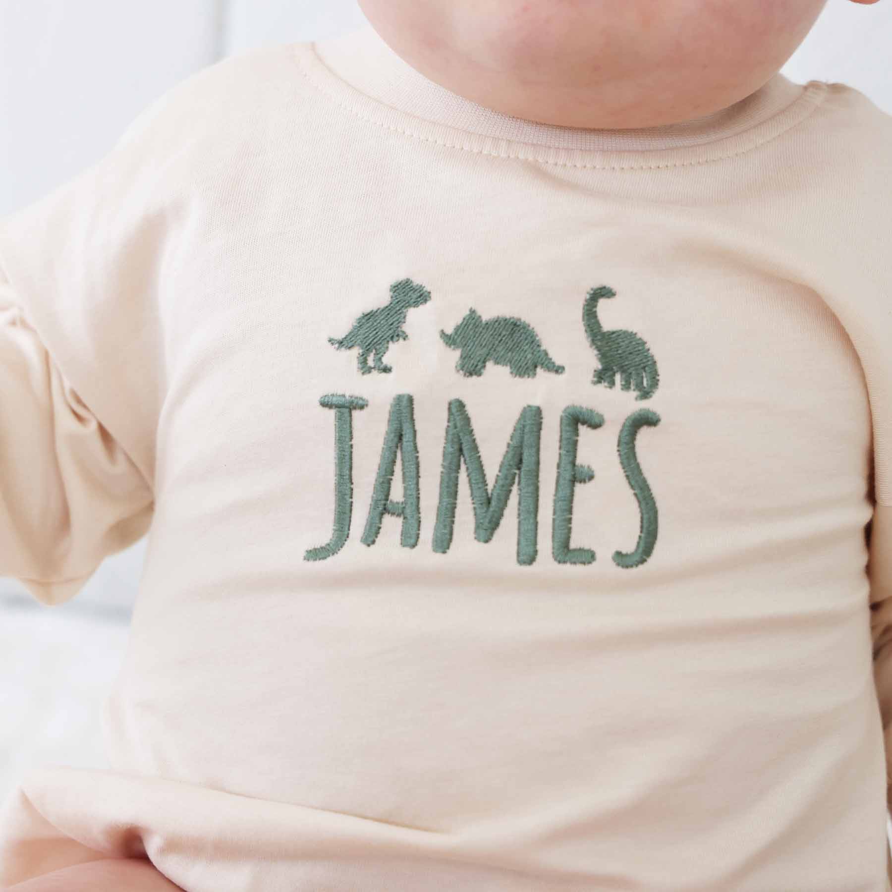  Personalized Dinosaur Long Sleeve Bubble Romper | Natural、mySite、layawaytickets