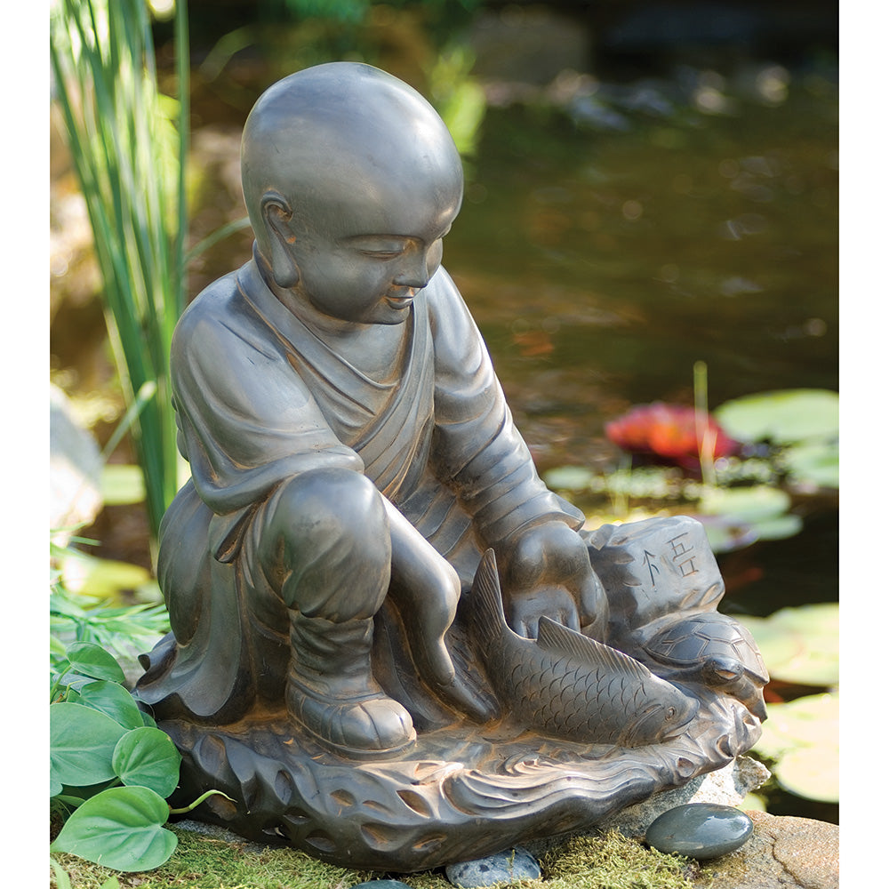 'May All Beings Be Free' Garden Monk Statue, Large、mySite、topwebapps