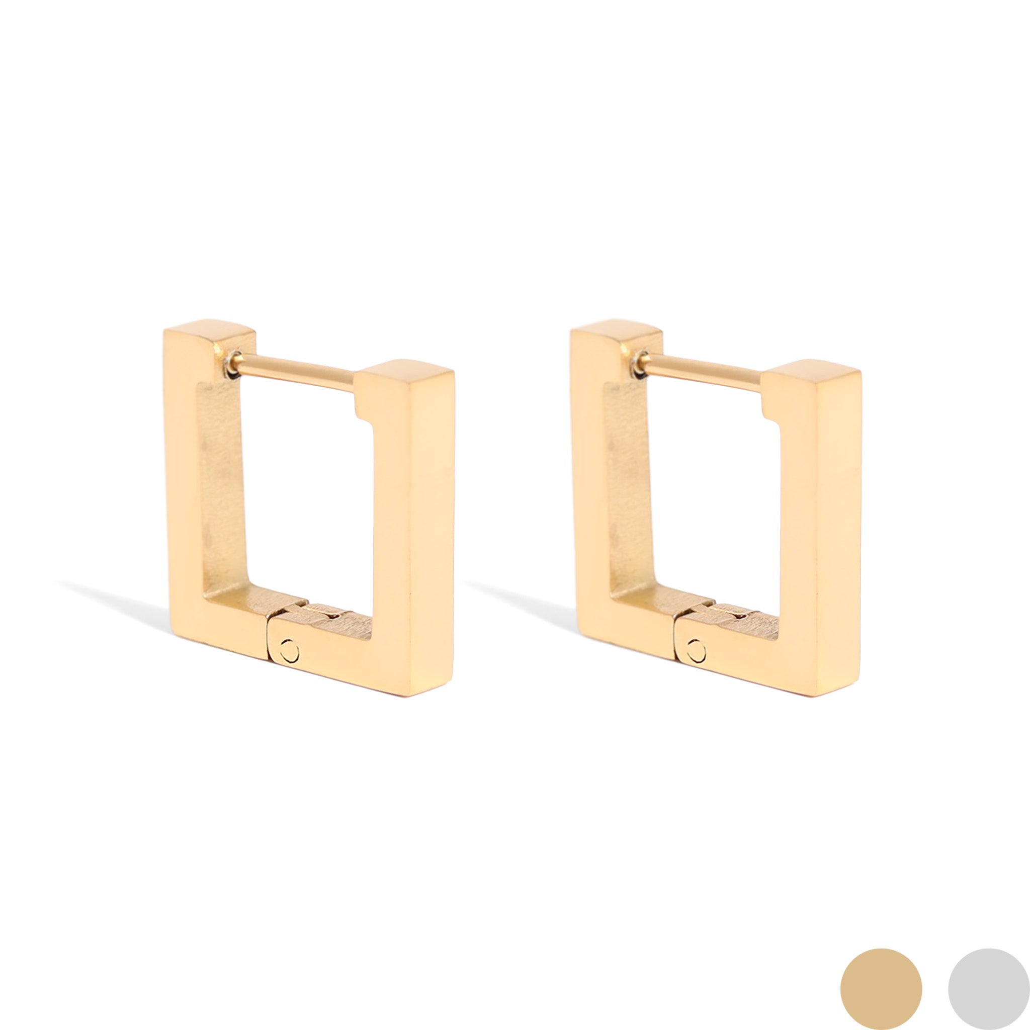 18K Gold PVD Stainless Steel Square Huggie Earrings / ERJ0011、mySite、dreamappss