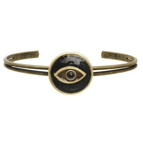 Michal Golan Round Black Evil Eye Cuff Bracelet、mySite、topwebapps