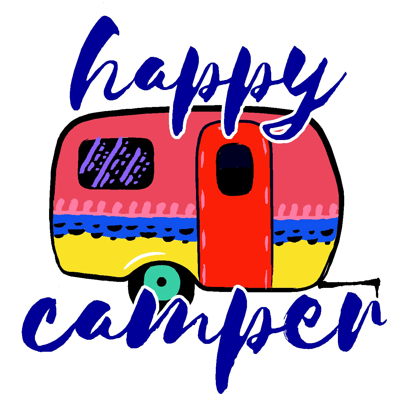  Happy Camper Vinyl Sticker Decal、mySite、ghnorth