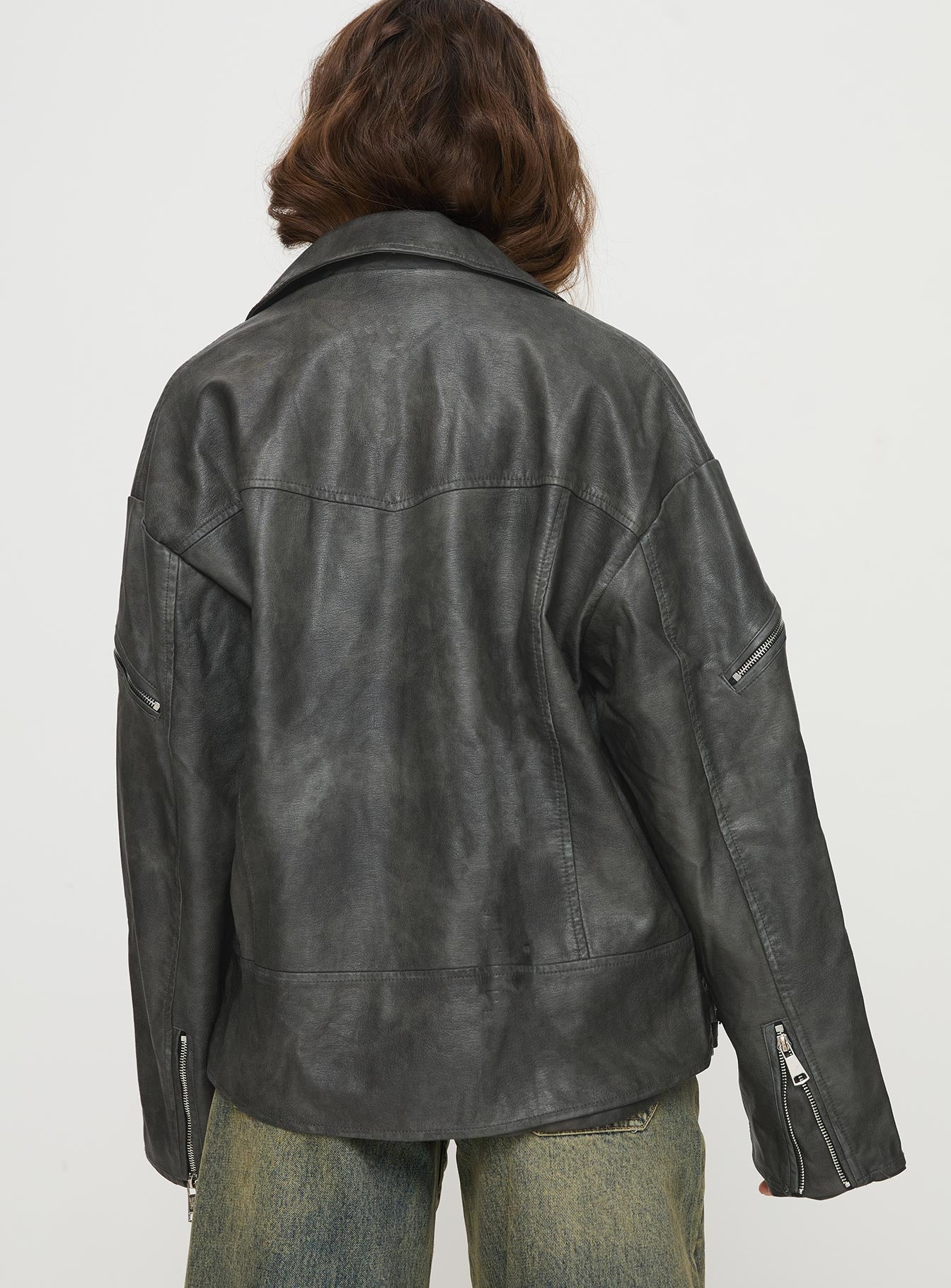 Magnets Faux Leather Jacket Washed Charcoal、mySite、solidvoid