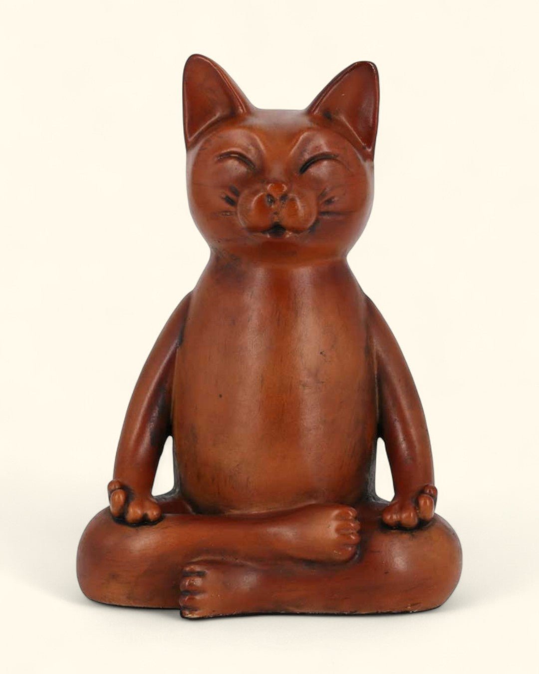 Meditating Cat Statue, Mahogany Finish、mySite、topwebapps