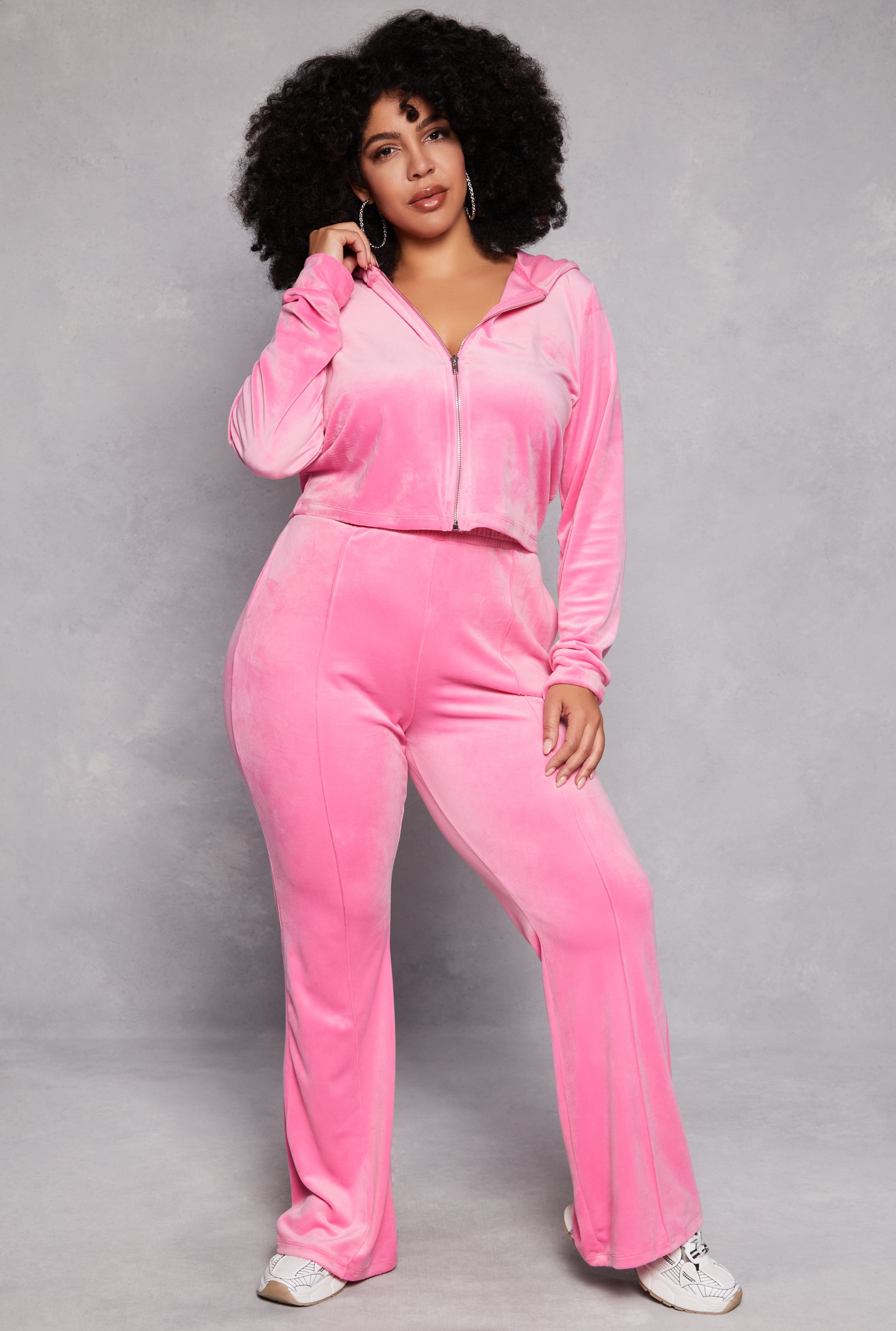 Plus Size Iris Velour Hooded Sweatshirt、mySite、camillekostekn