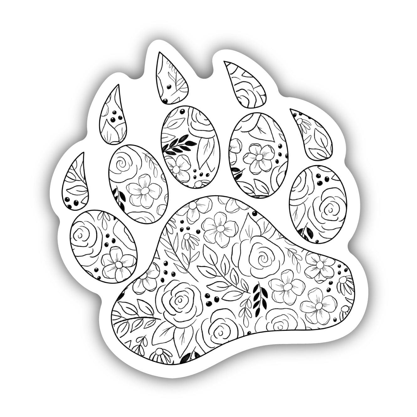  White Floral Bear Paw Print Sticker、mySite、ghnorth