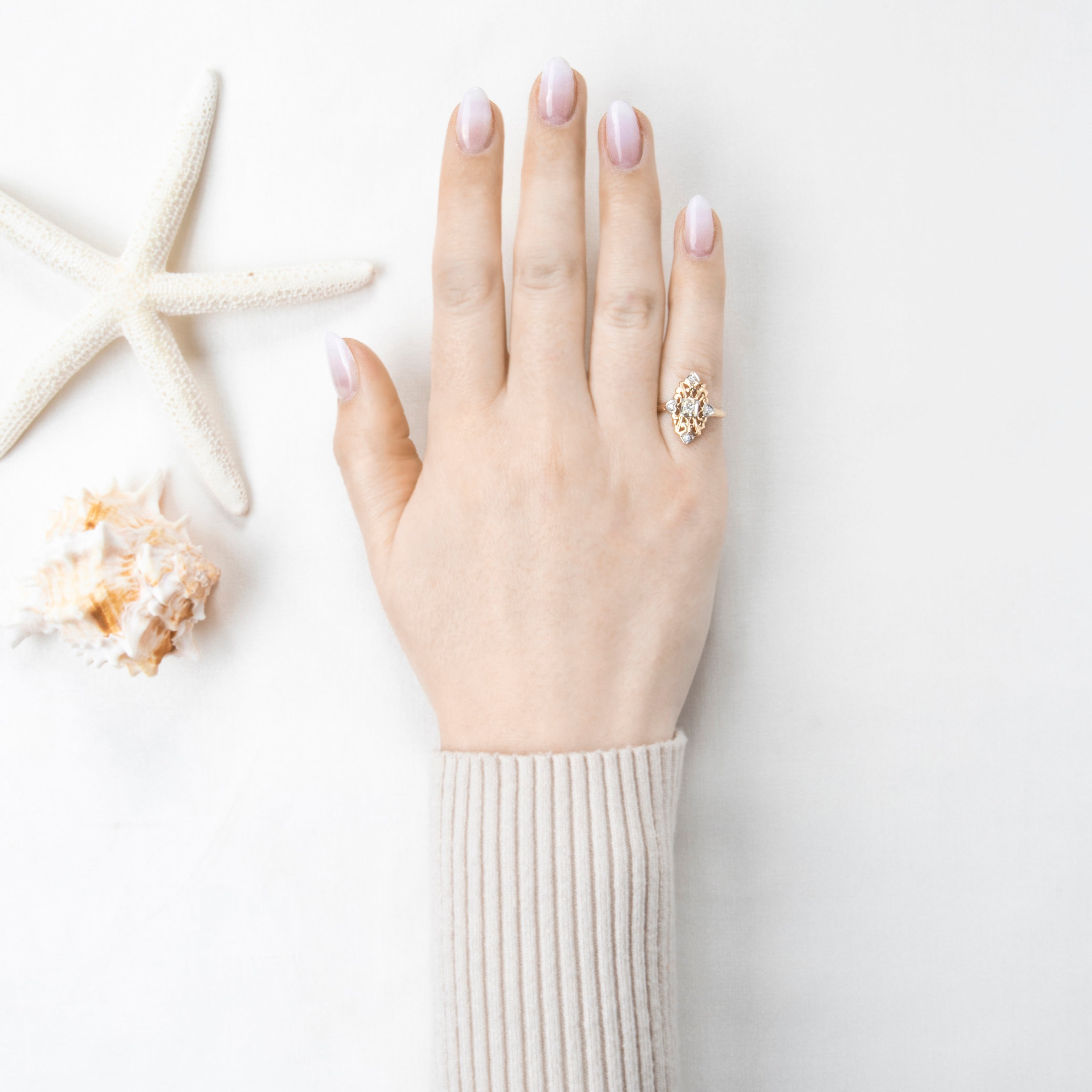 Vintage 14k Yellow Gold Diamond Openwork Art Deco Style Ring 6.25、mySite、hinf8tx79