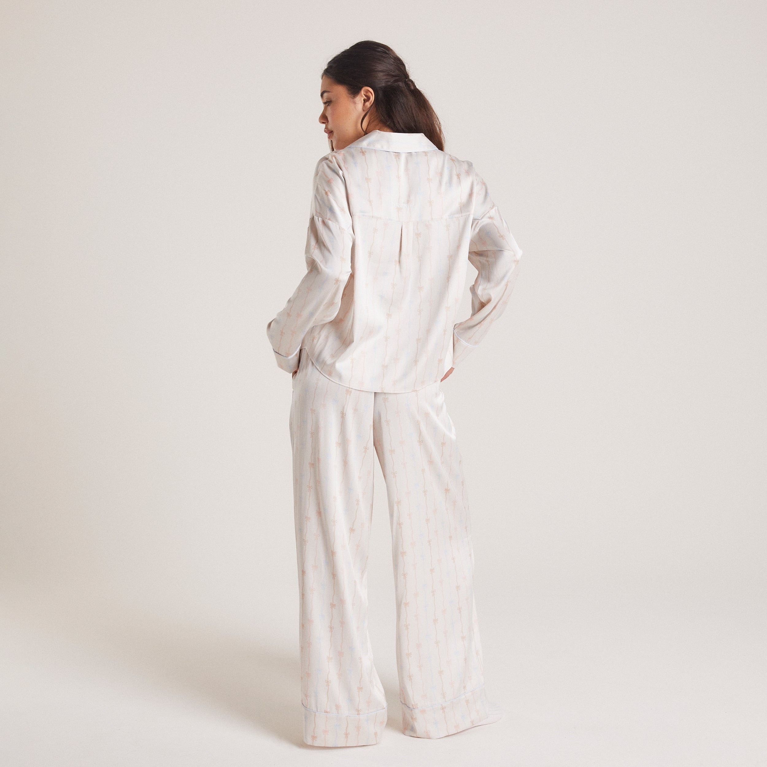 Bow Satin Pyjama Bottoms - Pearl、mySite、bengalsvssteelers