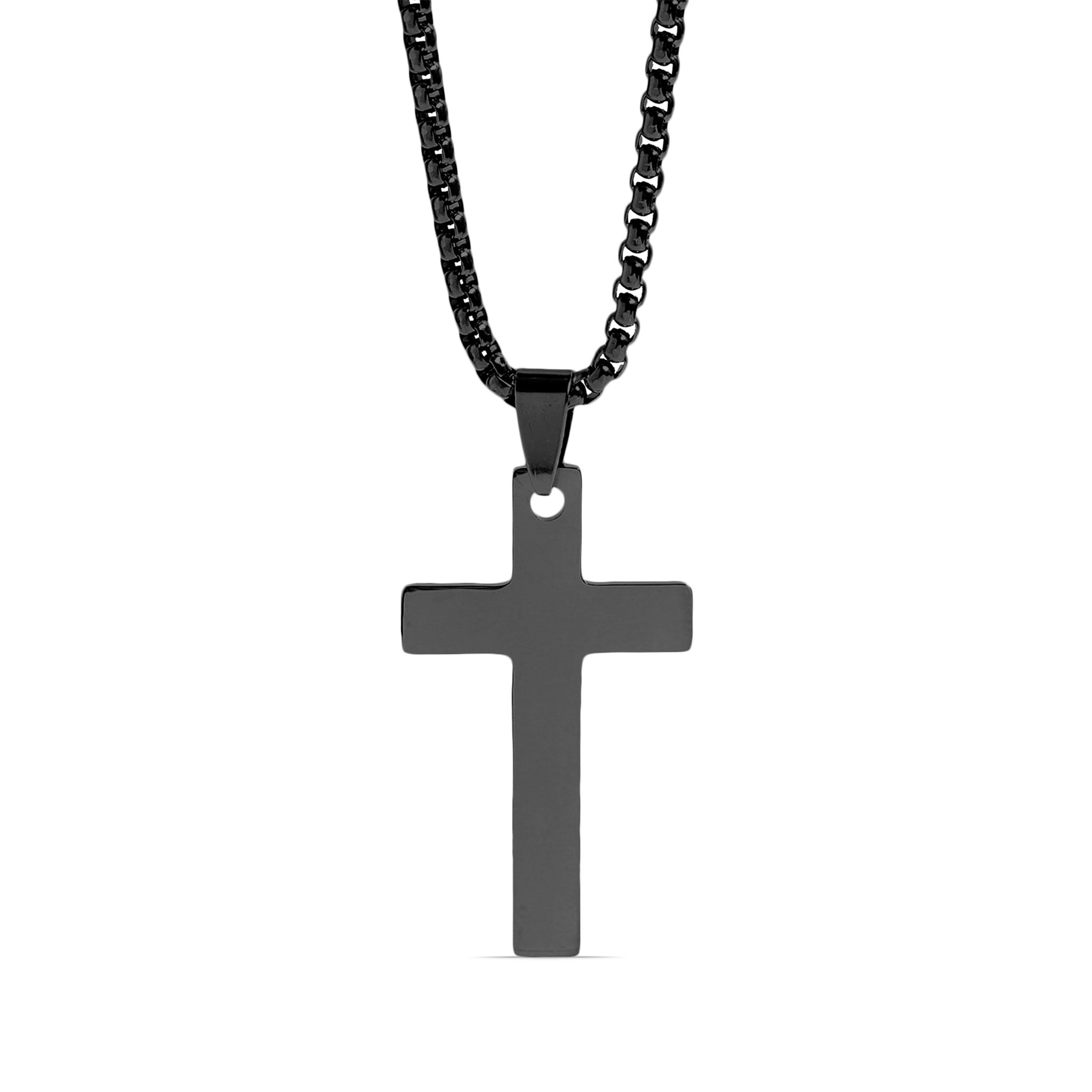 18K Gold PVD Stainless Steel Cross Pendant With Rounded Box Chain / SBB0291、mySite、dreamappss