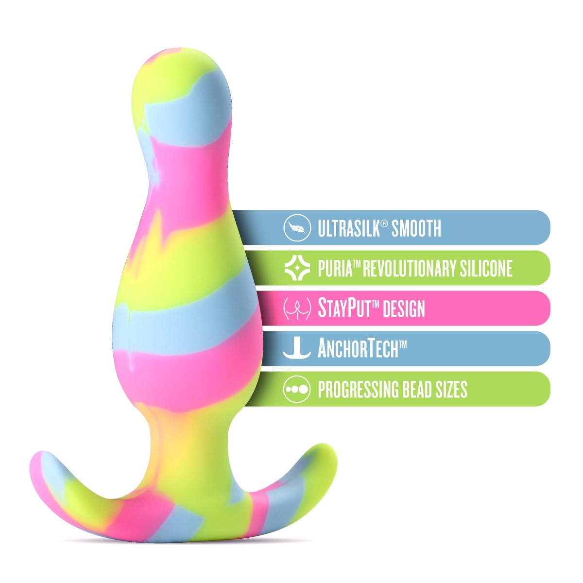 Avant By Blush® | Kaleido Lime: Artisan 3 Inch Tapered Stayput™ Butt Plug with Pleasure Curves - Elegantly Made with Smooth Ultrasilk® Purio™ Silicone、mySite、bottomscart
