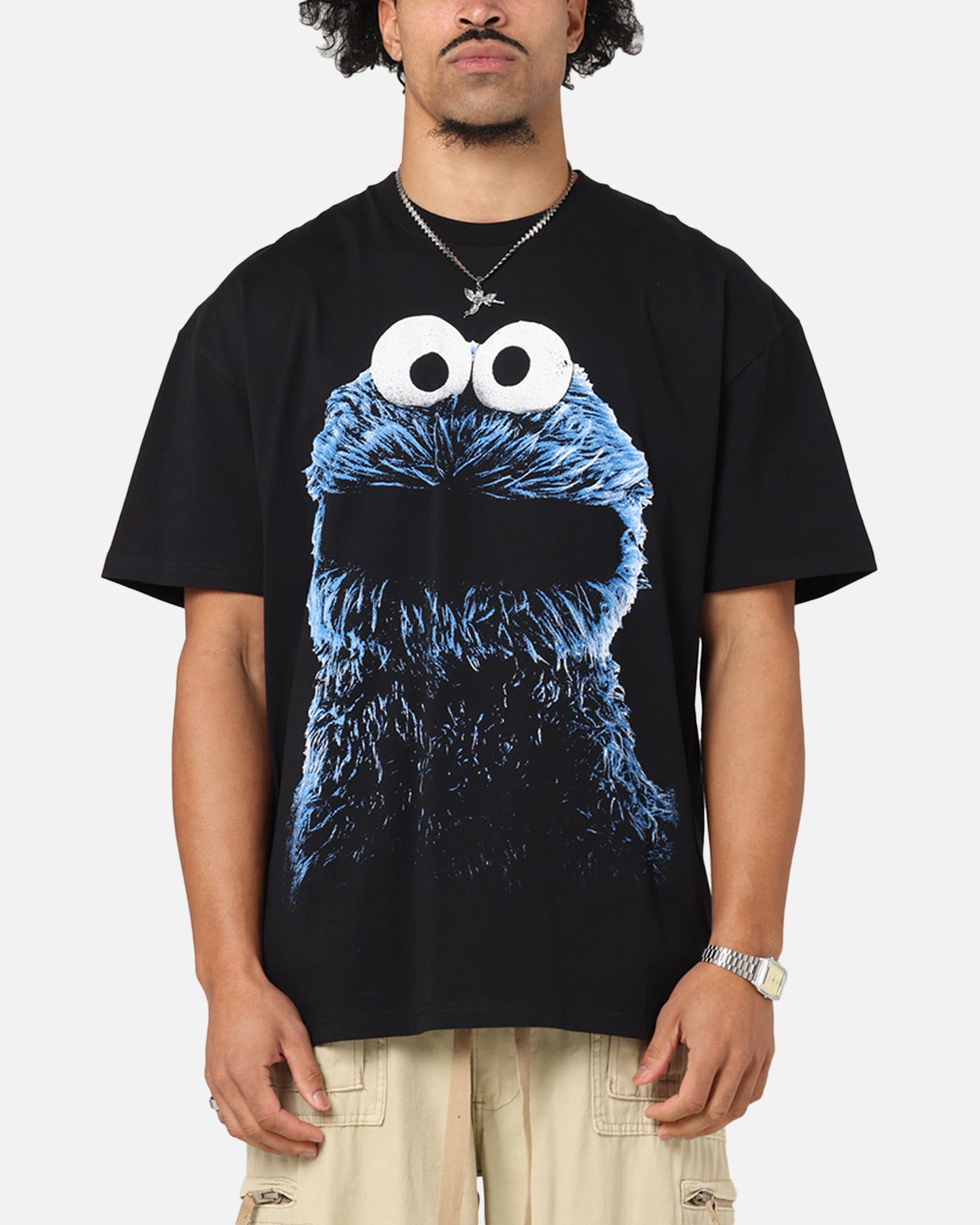 American Thrift X Sesame Street Cookie Monster Grail Heavy T-Shirt Black、mySite、zt4zffjzw