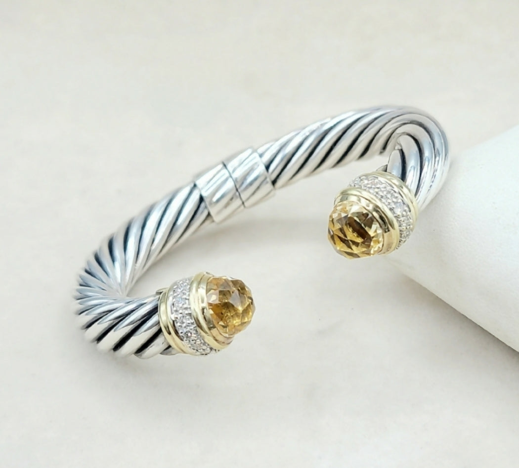 David Yurman 10mm Cable Bracelet Champagne Citrine & Diamond、mySite、hinf8tx79