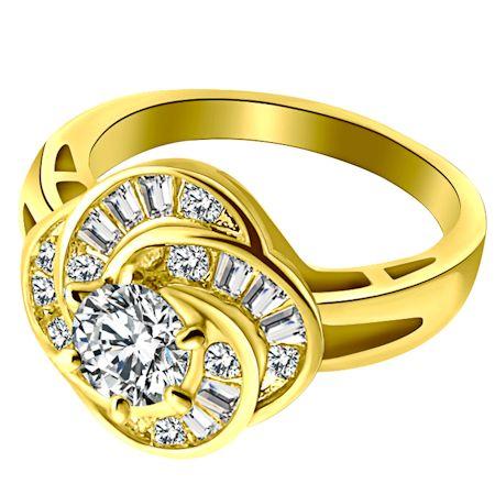 CZ With Accent CZ Stones Gold Over Brass Ring / FSR0012、mySite、dreamappss