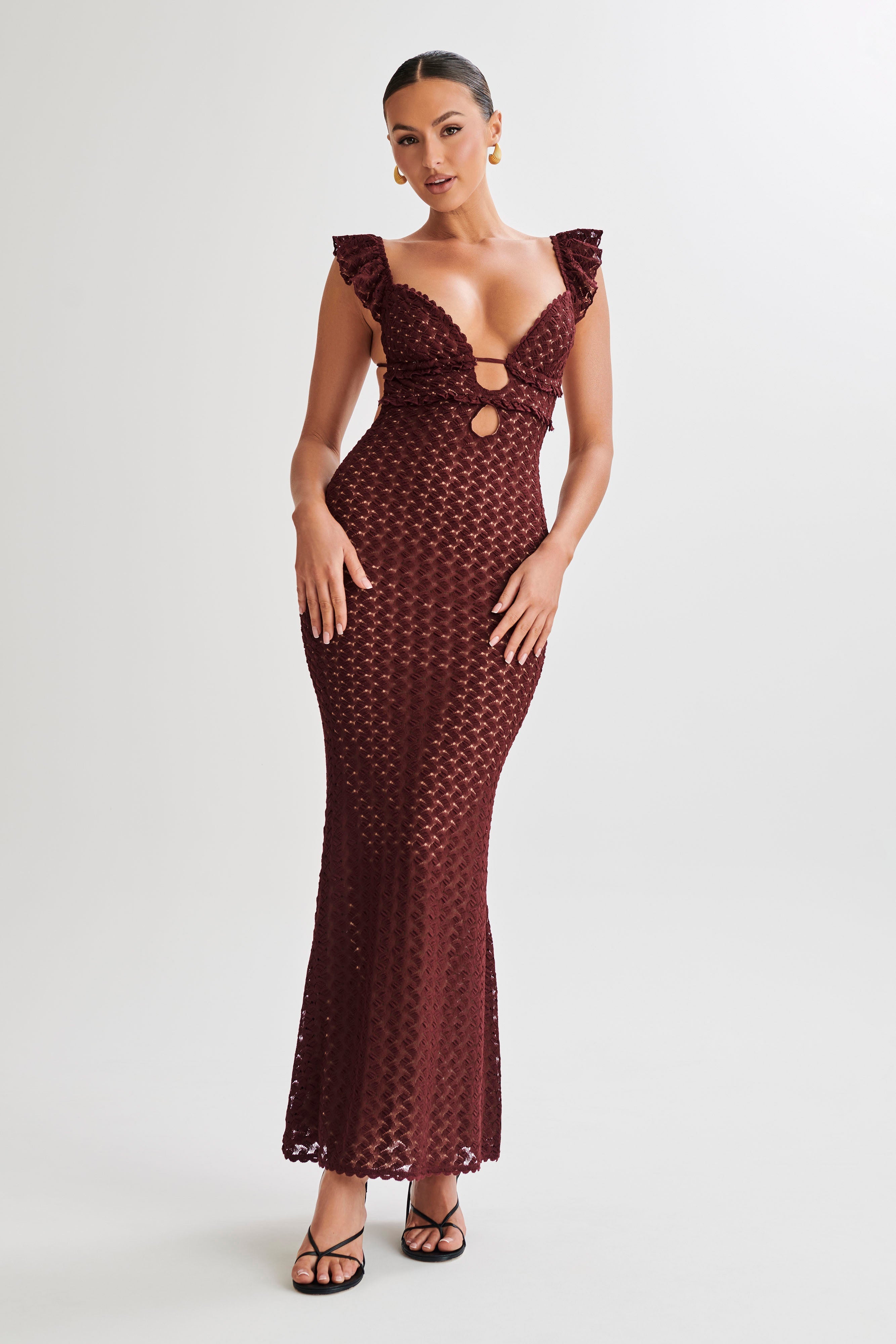 Ezra Lace Maxi Dress - Plum、mySite、solidvoid