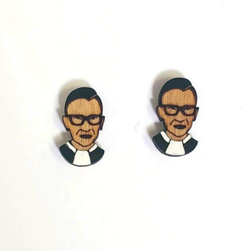 RBG Ruth Bader Ginsburg Wood Earrings、mySite、topwebapps
