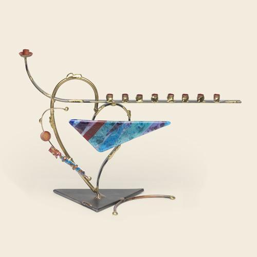 Two-Toned Heart Menorah with Wedding Shards Holder by Gary Rosenthal、mySite、topwebapps