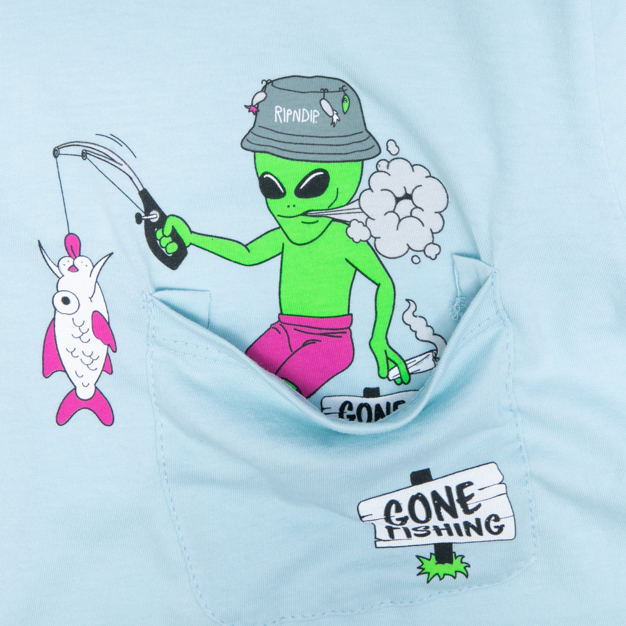  Gone Fishing Pocket Tee (Baby Blue)、mySite、merchandisen