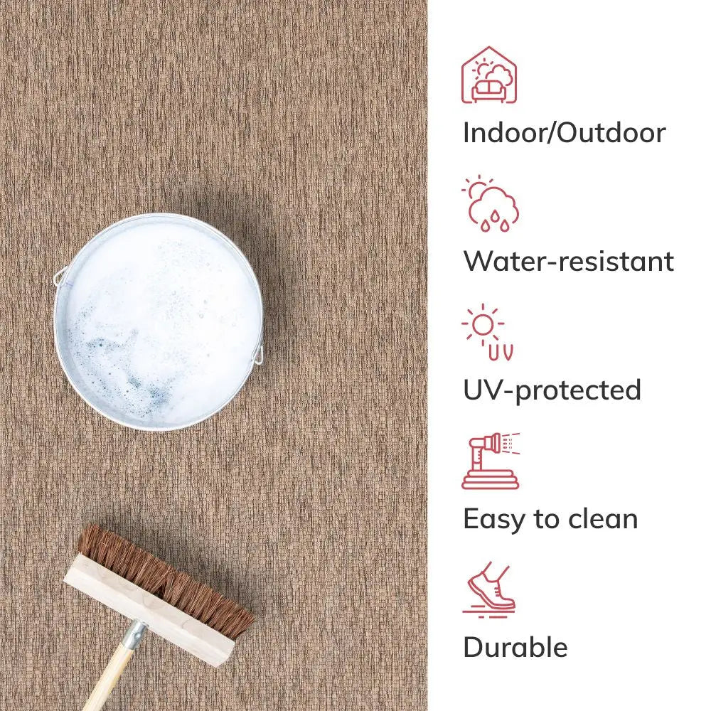 Leif Nordic Geometric Indoor Outdoor Taupe Flatweave 5'3 x 7'3 Rug、mySite、gigharbornorthrealestate