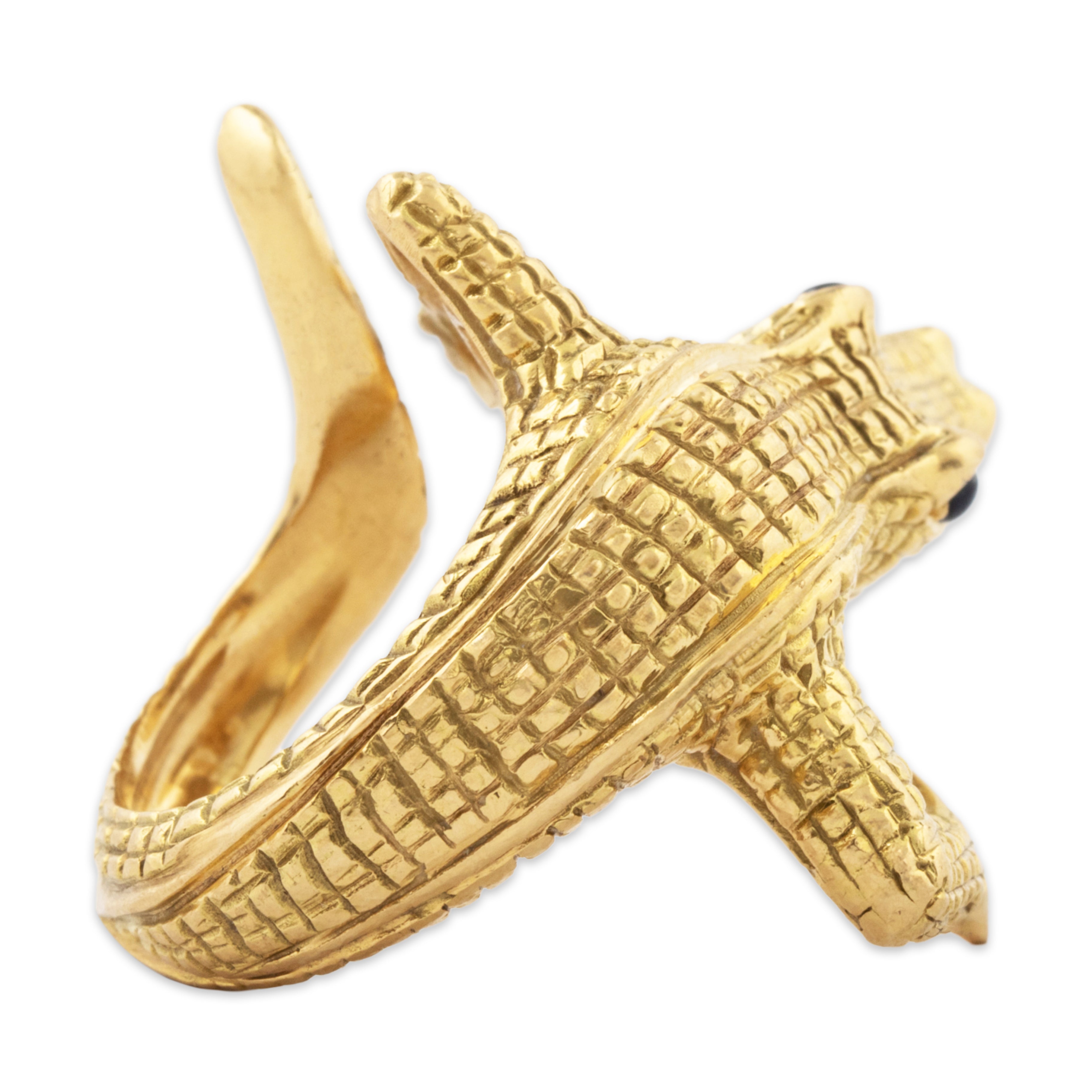 Vintage Heavy 18k Yellow Gold Sapphire Large Fierce Alligator Ring 7.00、mySite、hinf8tx79