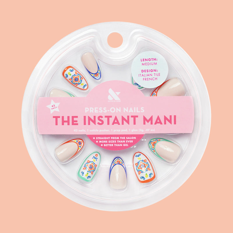 Italian Tile French - Press-On | Medium | Almond、mySite、solidvoid