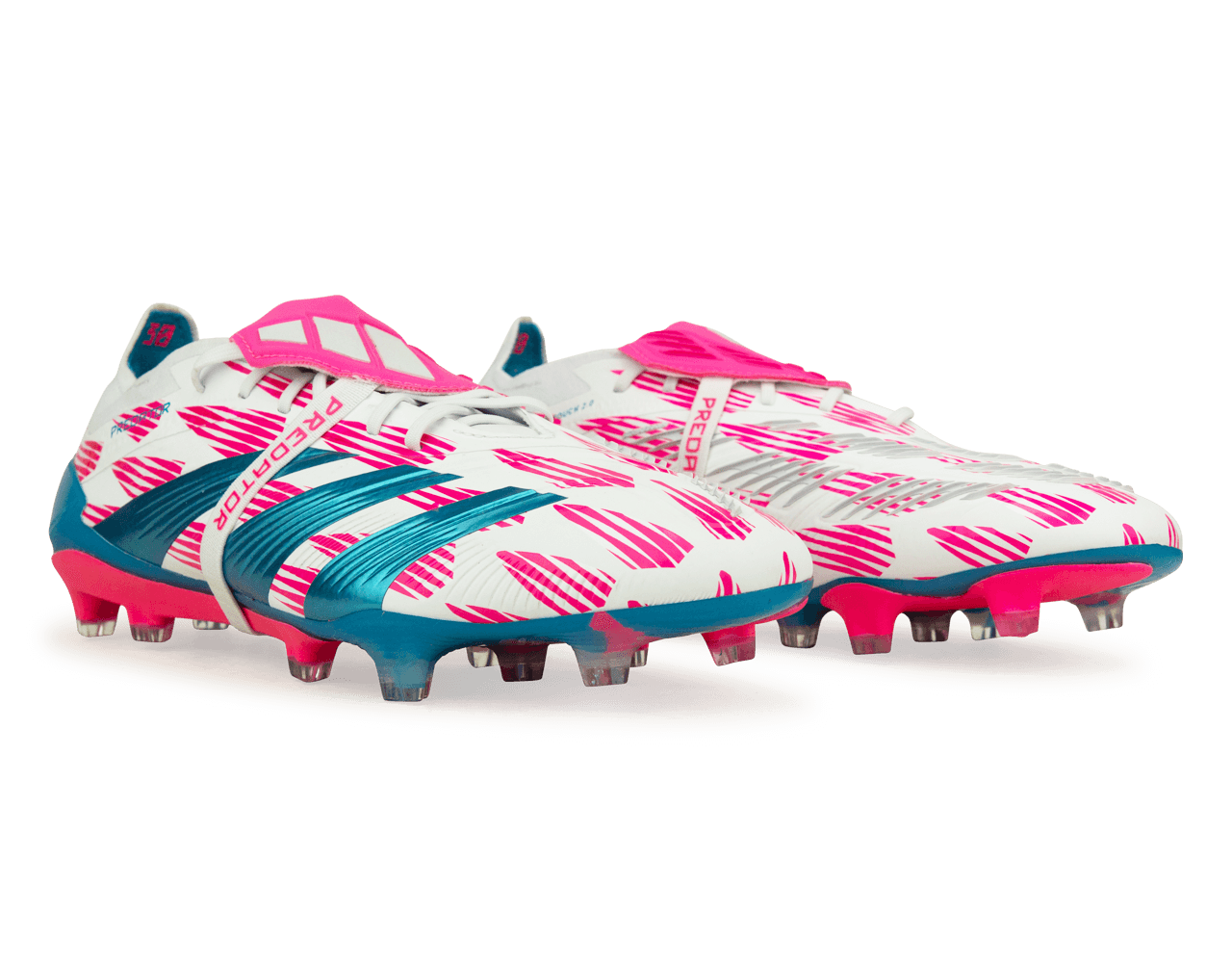 adidas Men's Predator Elite Foldover Tongue FG White/Blue/Pink、mySite、noshort