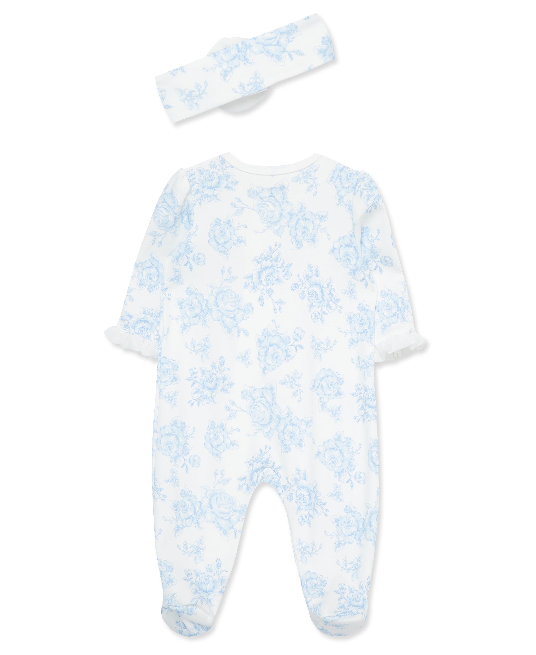  Blue Roses 2-Way-Zip Footed One-Piece And Headband、mySite、layawaytickets
