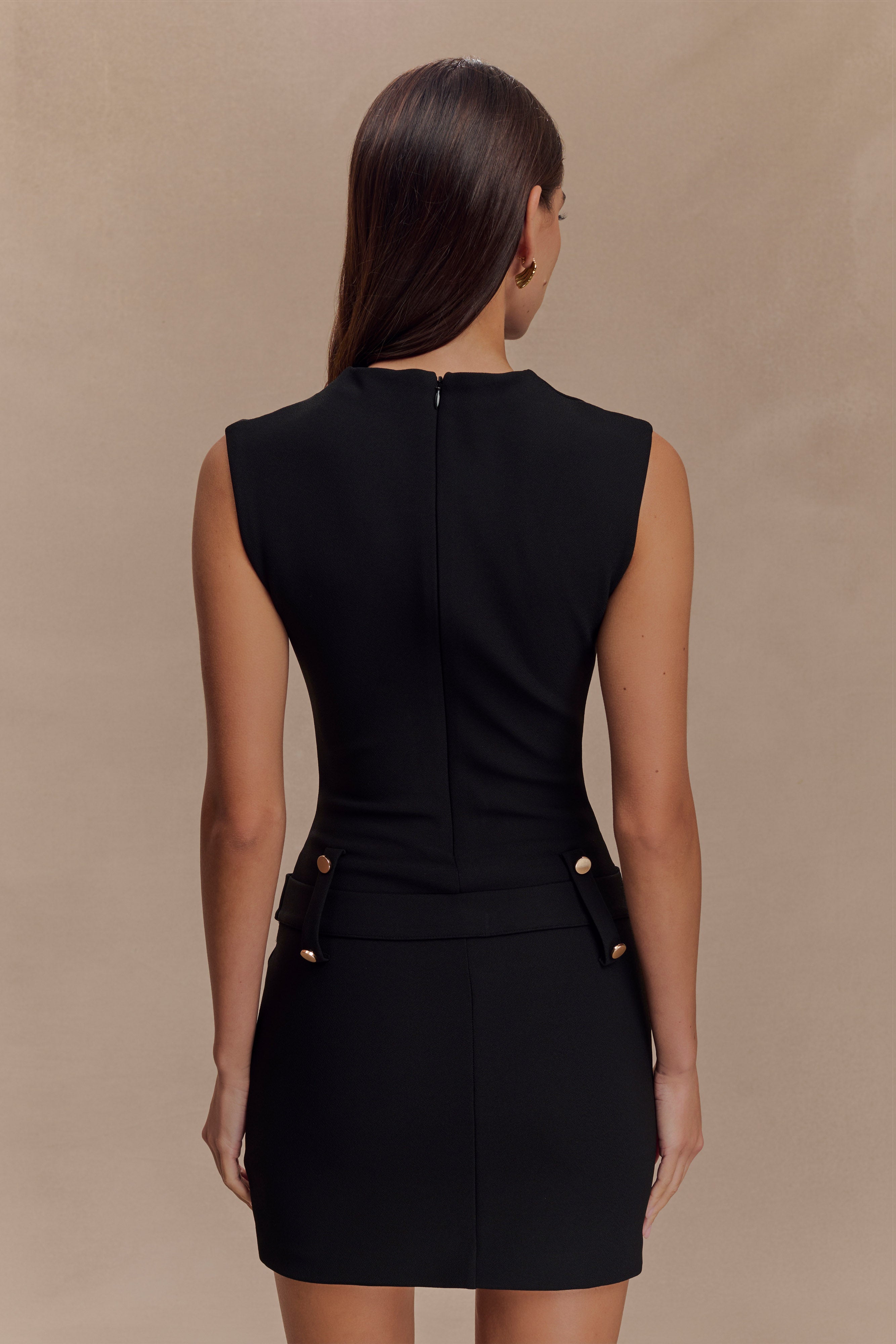 Scheana Stretch Crepe Mini Dress - Black、mySite、solidvoid