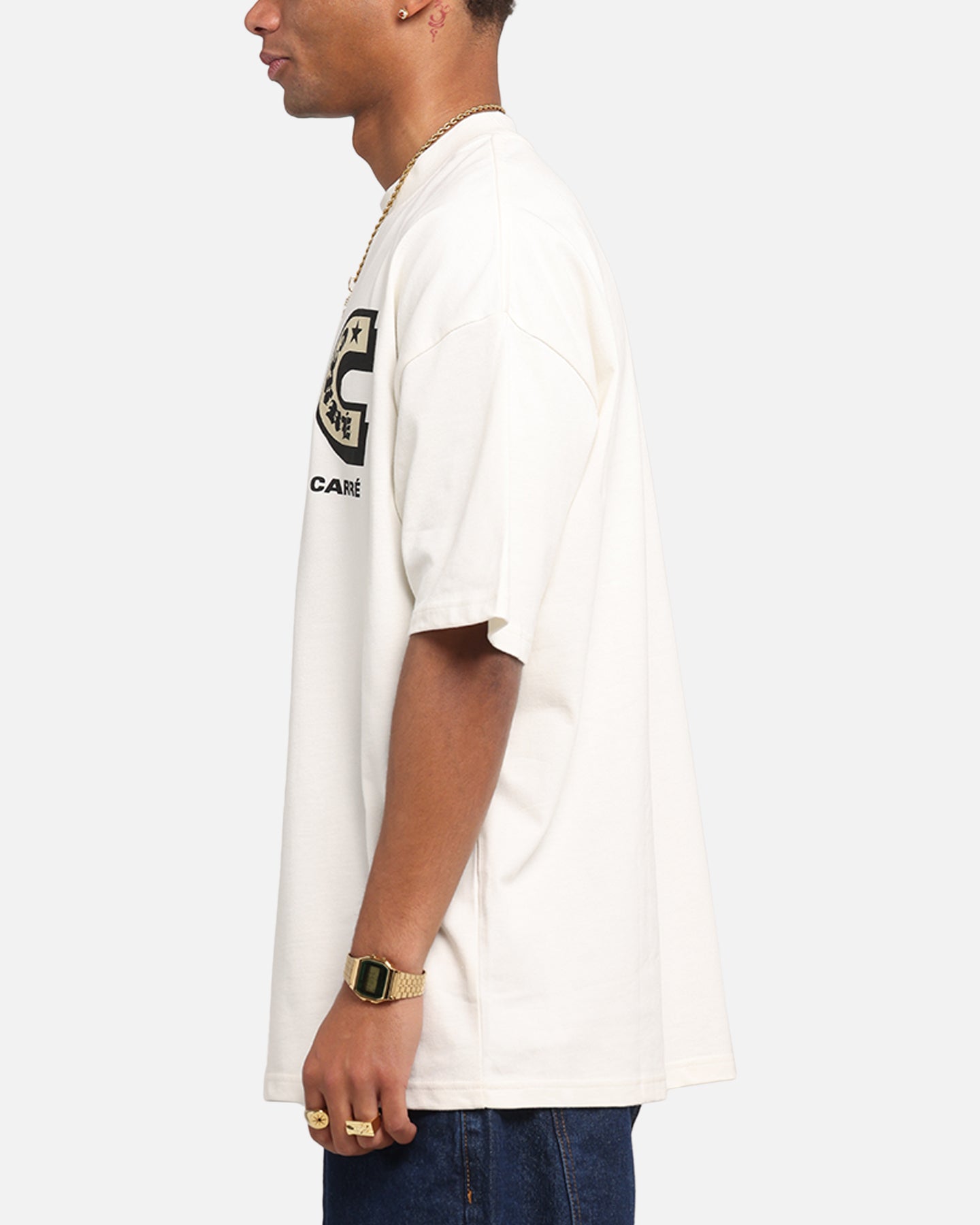 Carre Sacred Letter Mock Neck T-Shirt Off White、mySite、zt4zffjzw