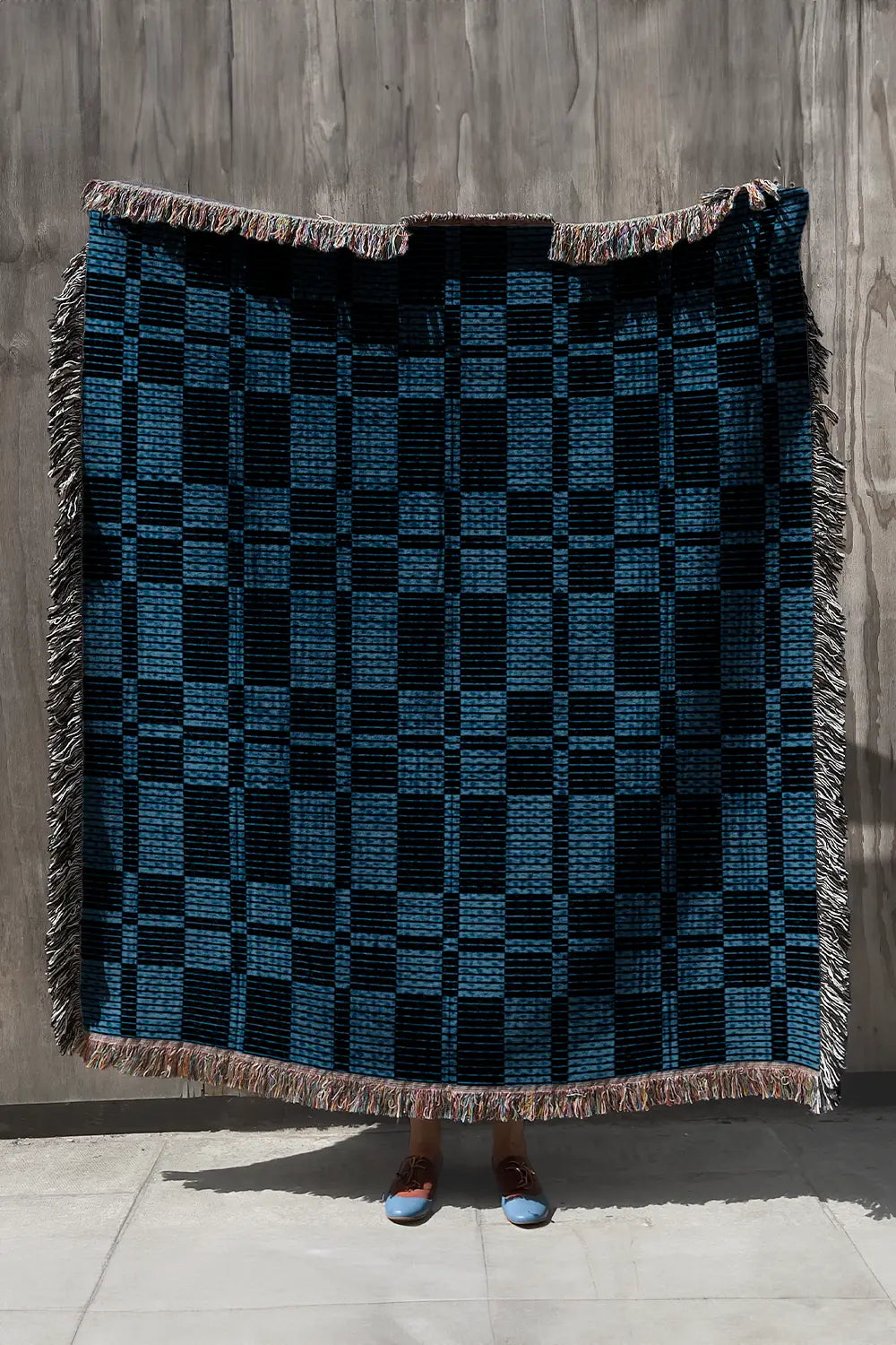 Blue and Navy Plaid Cotton Woven Throw Blanket、mySite、gigharbornorthrealestate