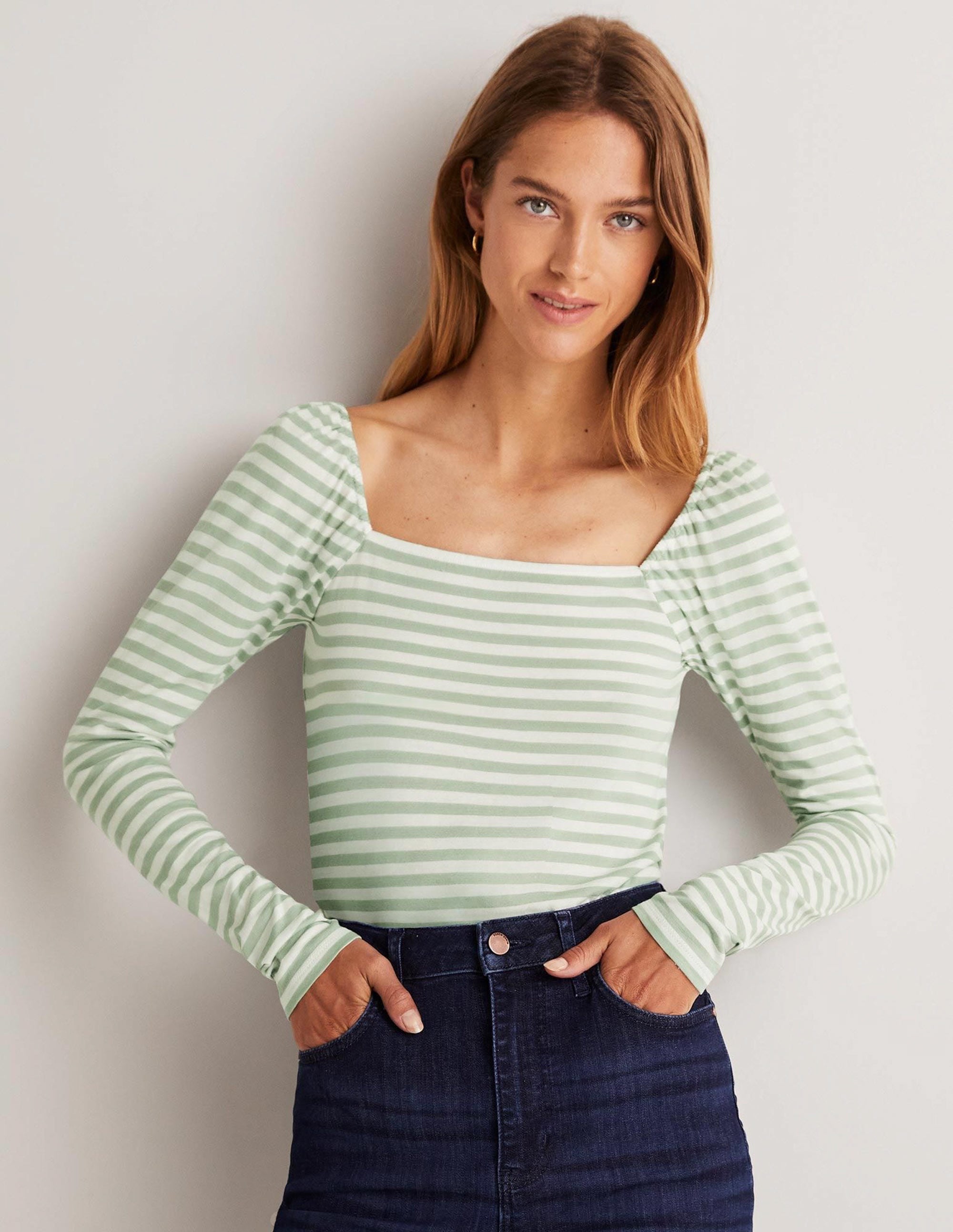  Square Neck Jersey Top-Jadeite Green、mySite、ashleygrahame