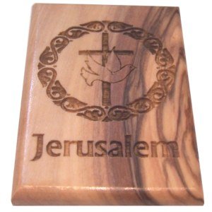 Dove with Cross and Jerusalem Magnet - Olive wood (6x4 cm or 2.4x1.6)、mySite、topwebapps