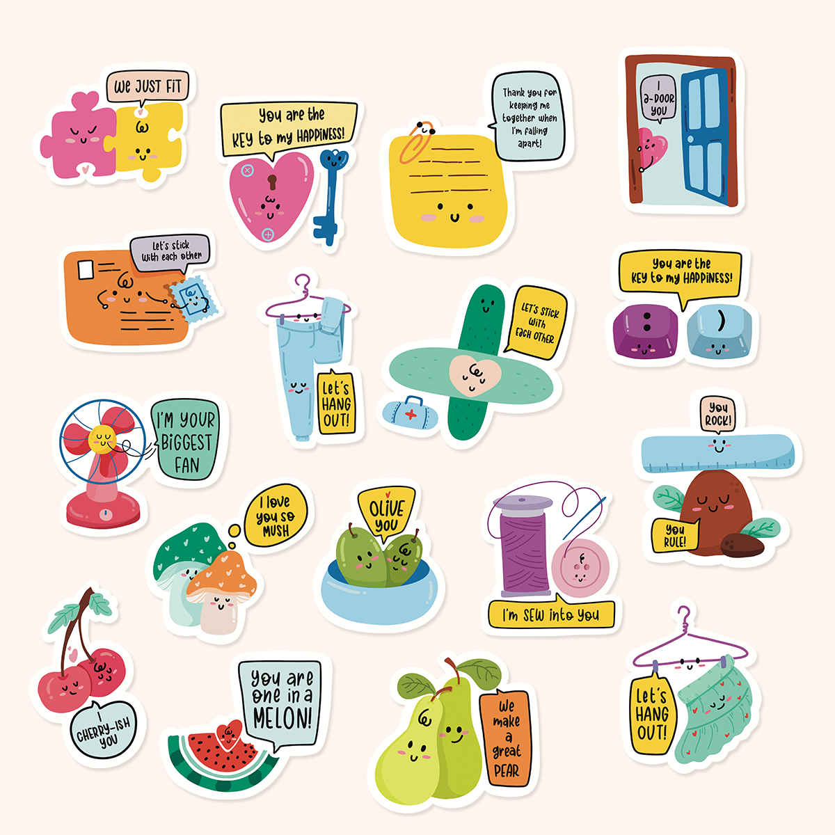  Punny Love Sticker Flake Pack、mySite、ghnorth