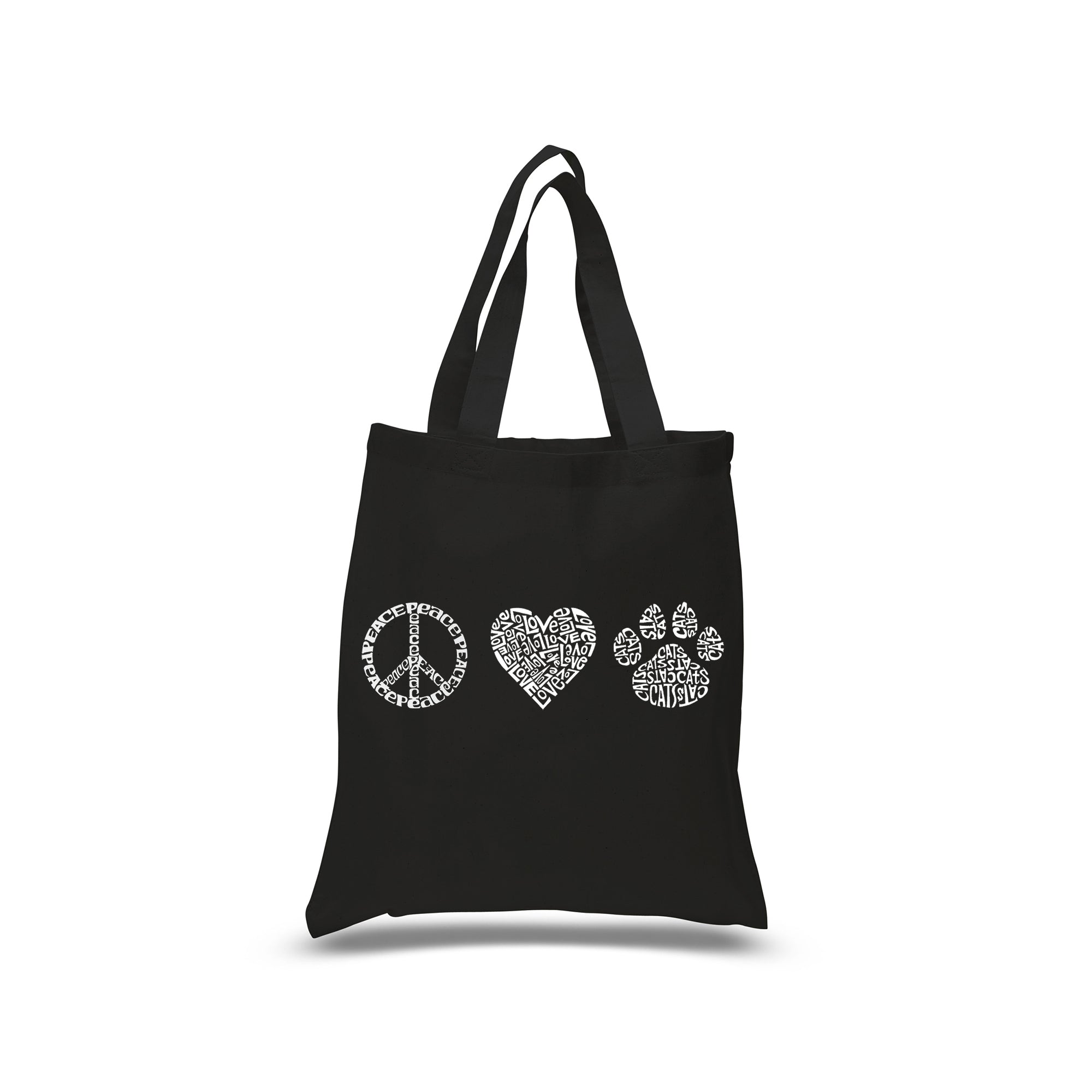 Peace Love Cats - Small Word Art Tote Bag、mySite、camillekostekn