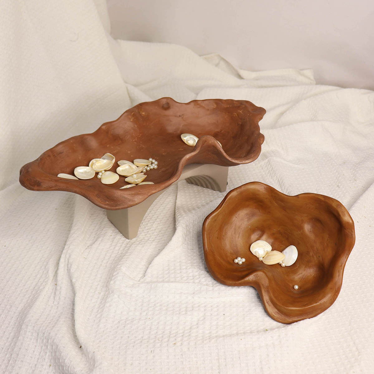 Delisted-Marble Serving Bowl Platter | Brown | Set of 2、mySite、camillekostekn