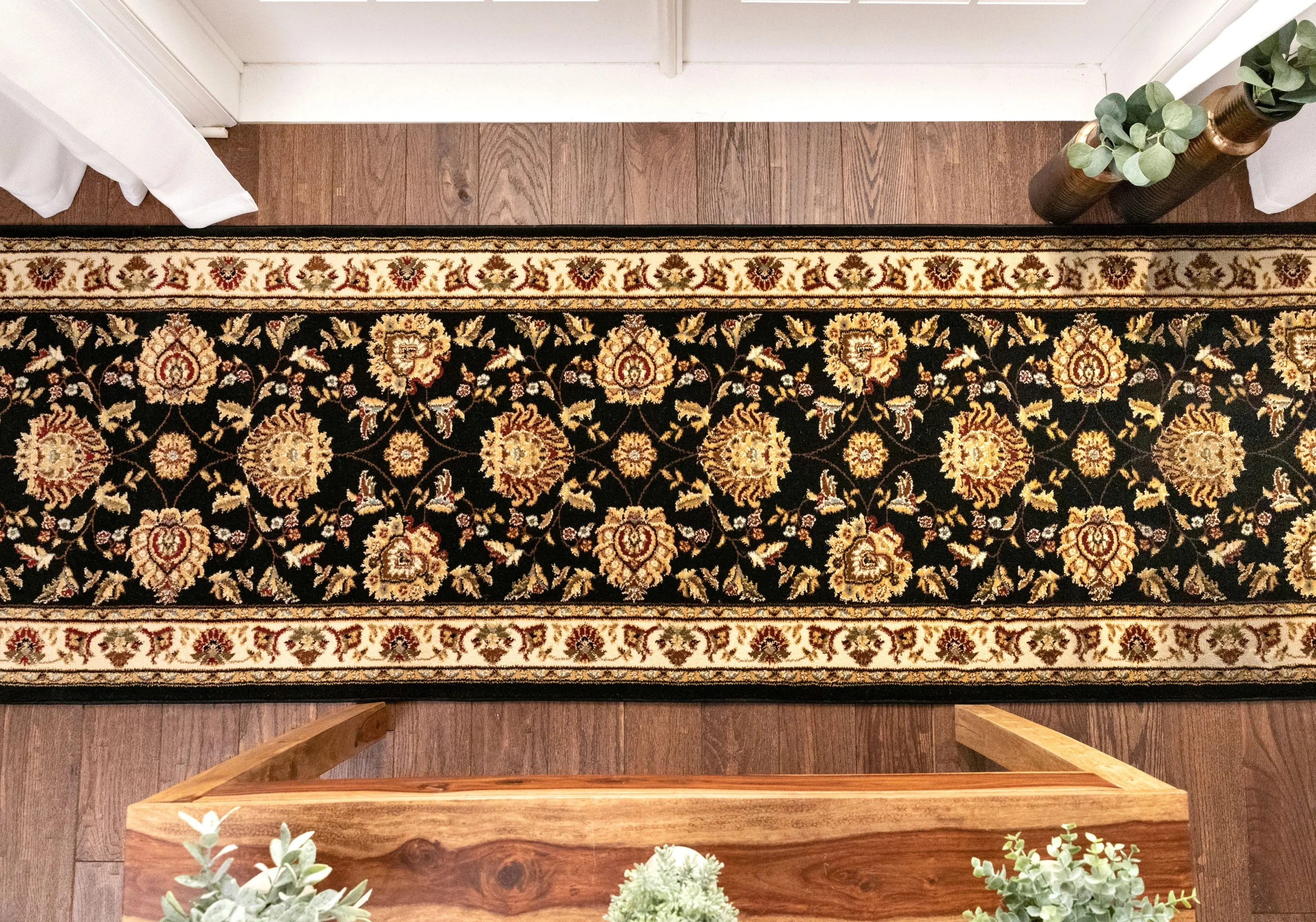 Abbasi Custom Size Runner Traditional Black Choose Your Width x Choose Your Length Hallway Runner Rug、mySite、gigharbornorthrealestate