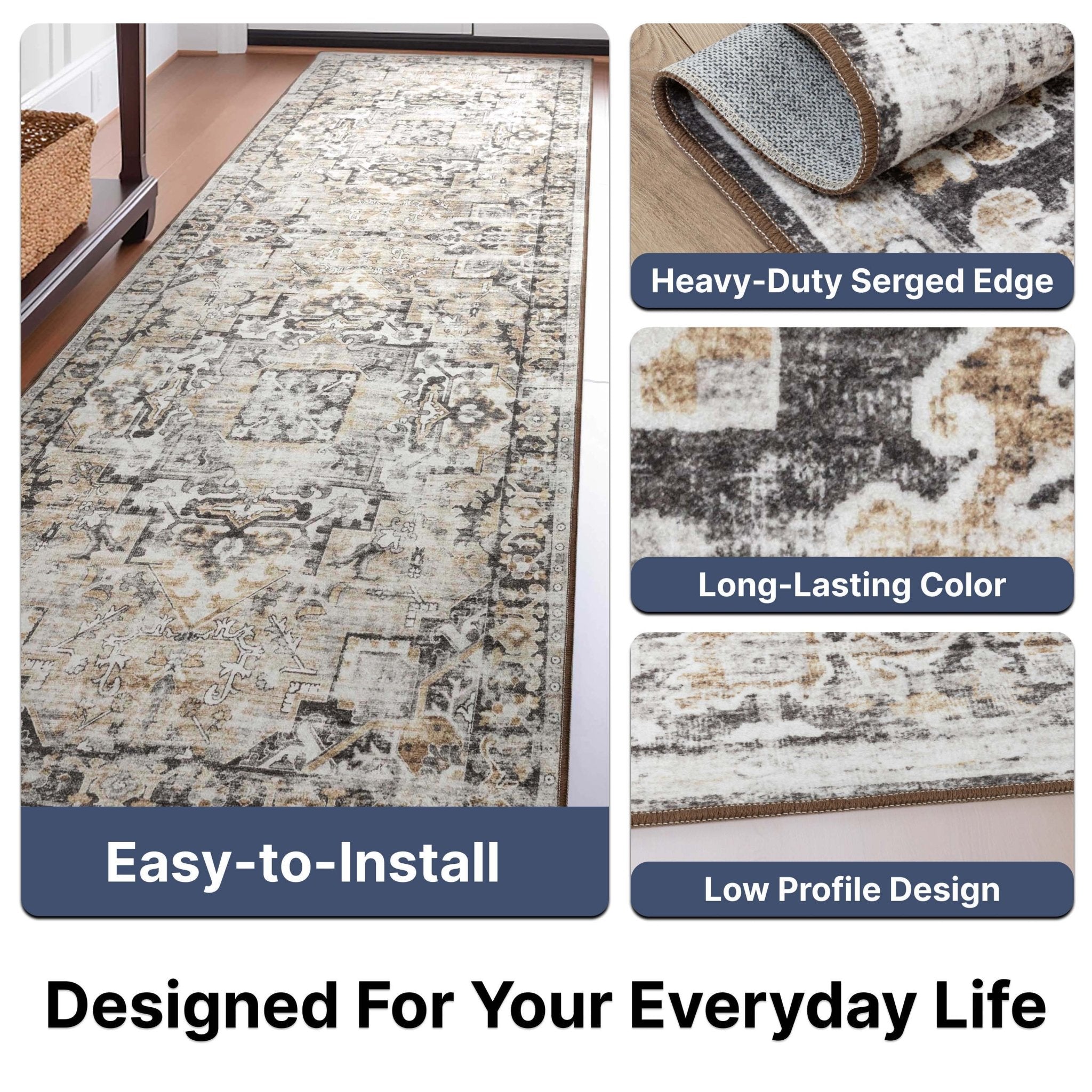 Elle Basics Rendezvous Vintage Medallion Easy-Clean Washable Non-Slip Rug by Well Woven、mySite、gigharbornorthrealestate