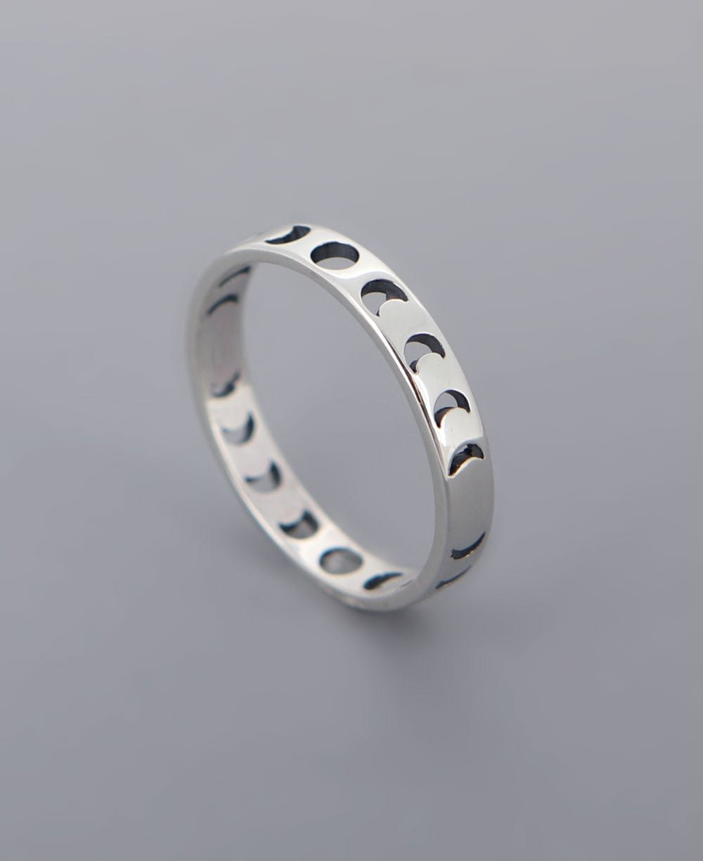 Moon Phase Sterling Silver Band Ring、mySite、topwebapps