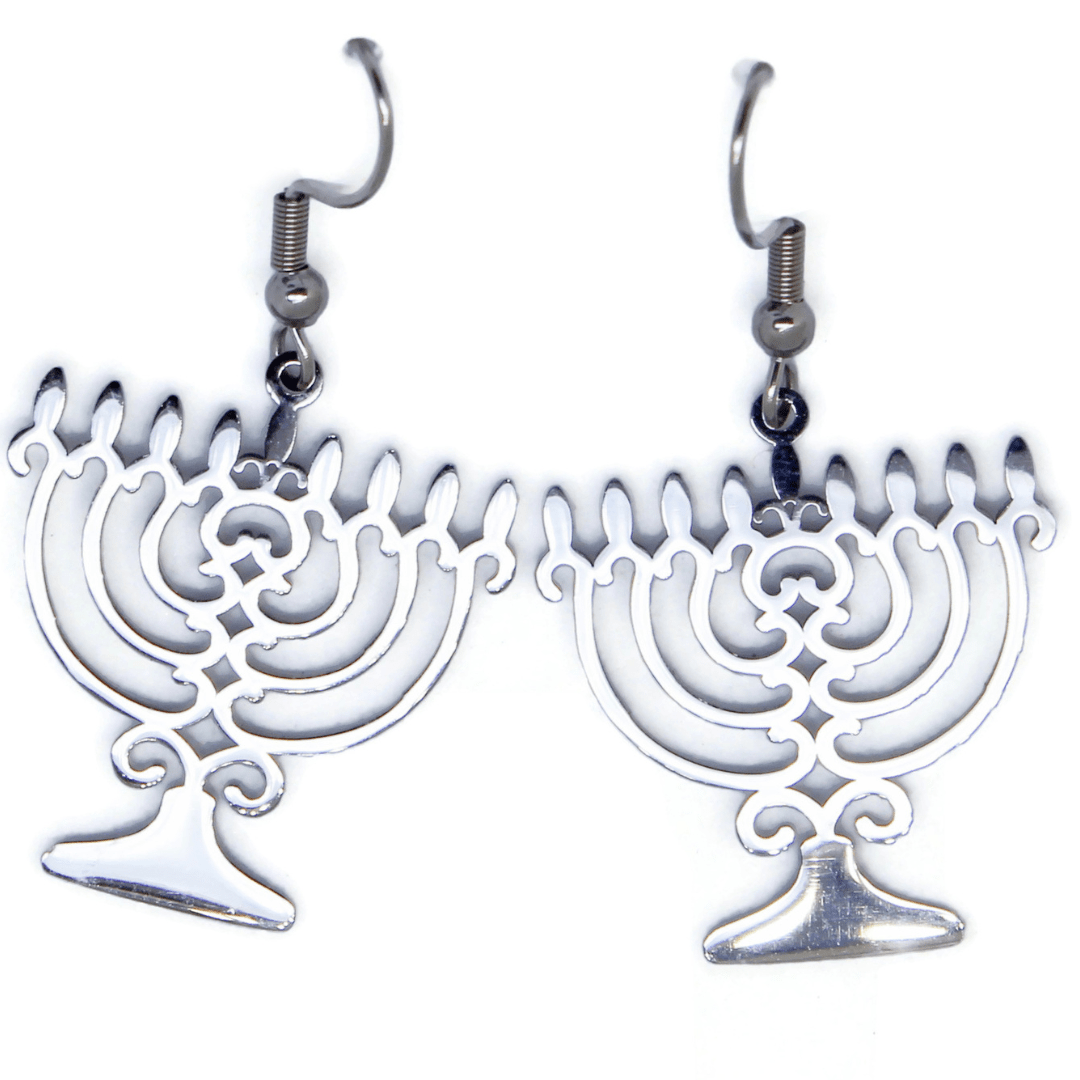 Hanukkah Menorah Charm Earrings - Stainless Steel、mySite、topwebapps