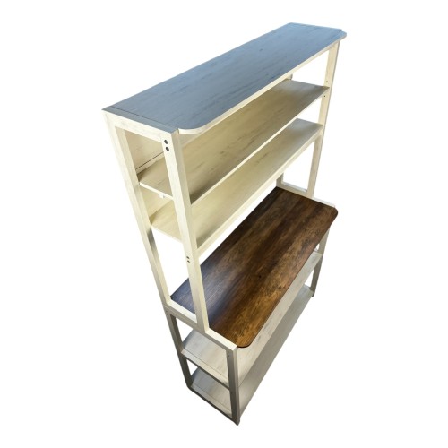  31.5" White and Black color 5-Tier Bakers Rack for Kitchen with Storage, Coffee Bar, Kitchen Shelves, Microwave Stand、、yumabirdnaturehistoryfestival